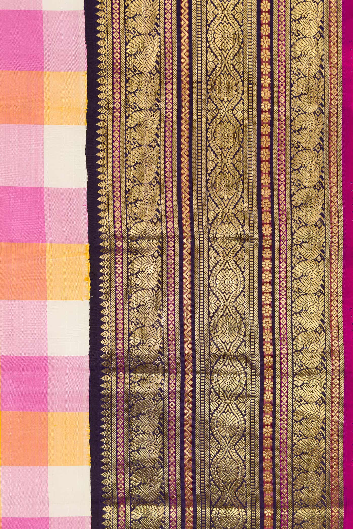 Pure Silk Pure Zari Multi Color Kanjivaram Saree - Image 3