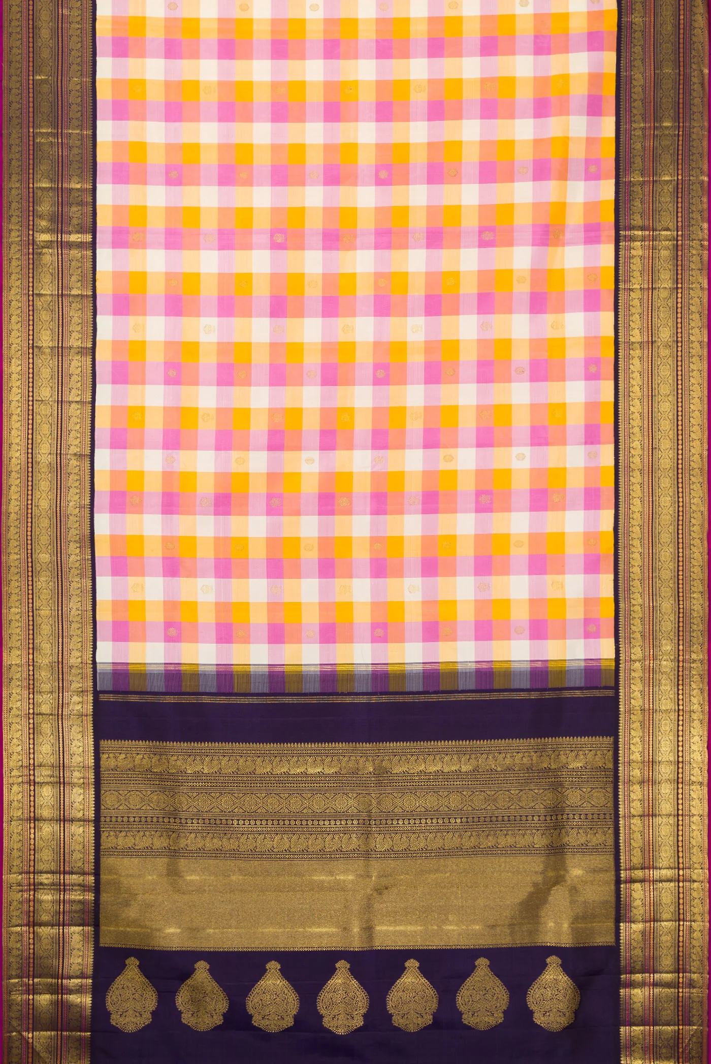 Pure Silk Pure Zari Multi Color Kanjivaram Saree - Image 6