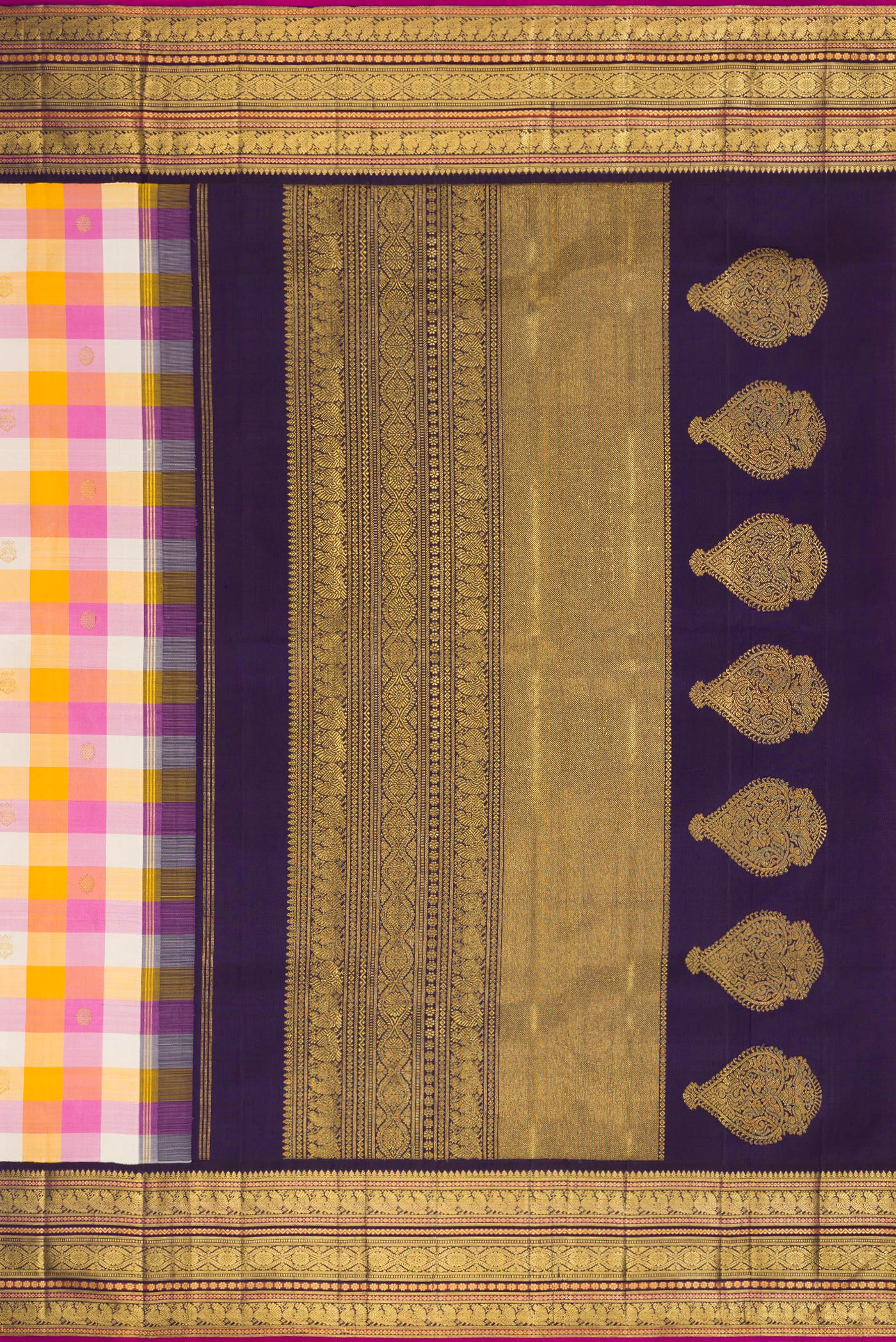 Pure Silk Pure Zari Multi Color Kanjivaram Saree - Image 7