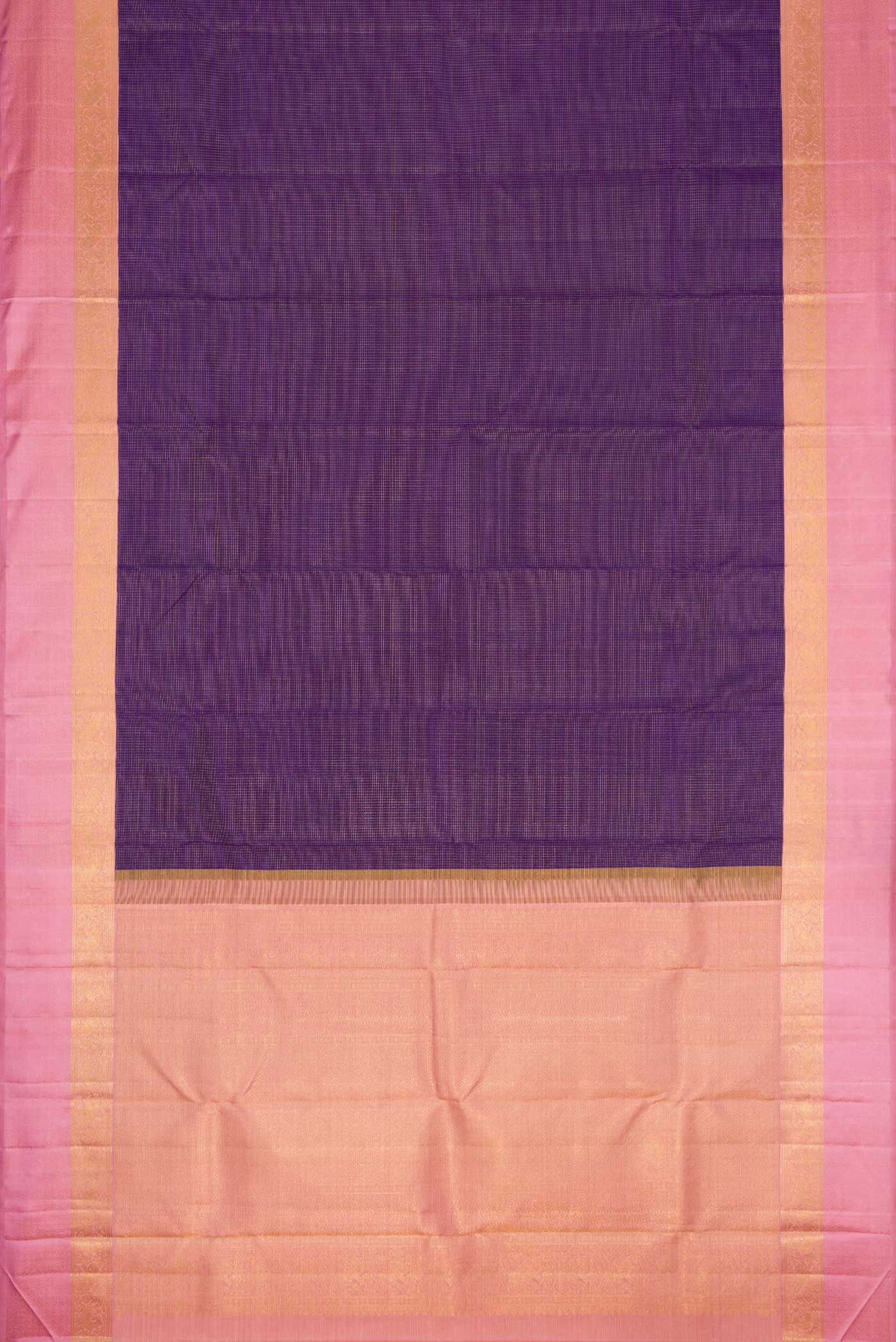 Pure Silk Pure Zari Navy Blue Dual Tone Kanjivaram Saree - Image 6