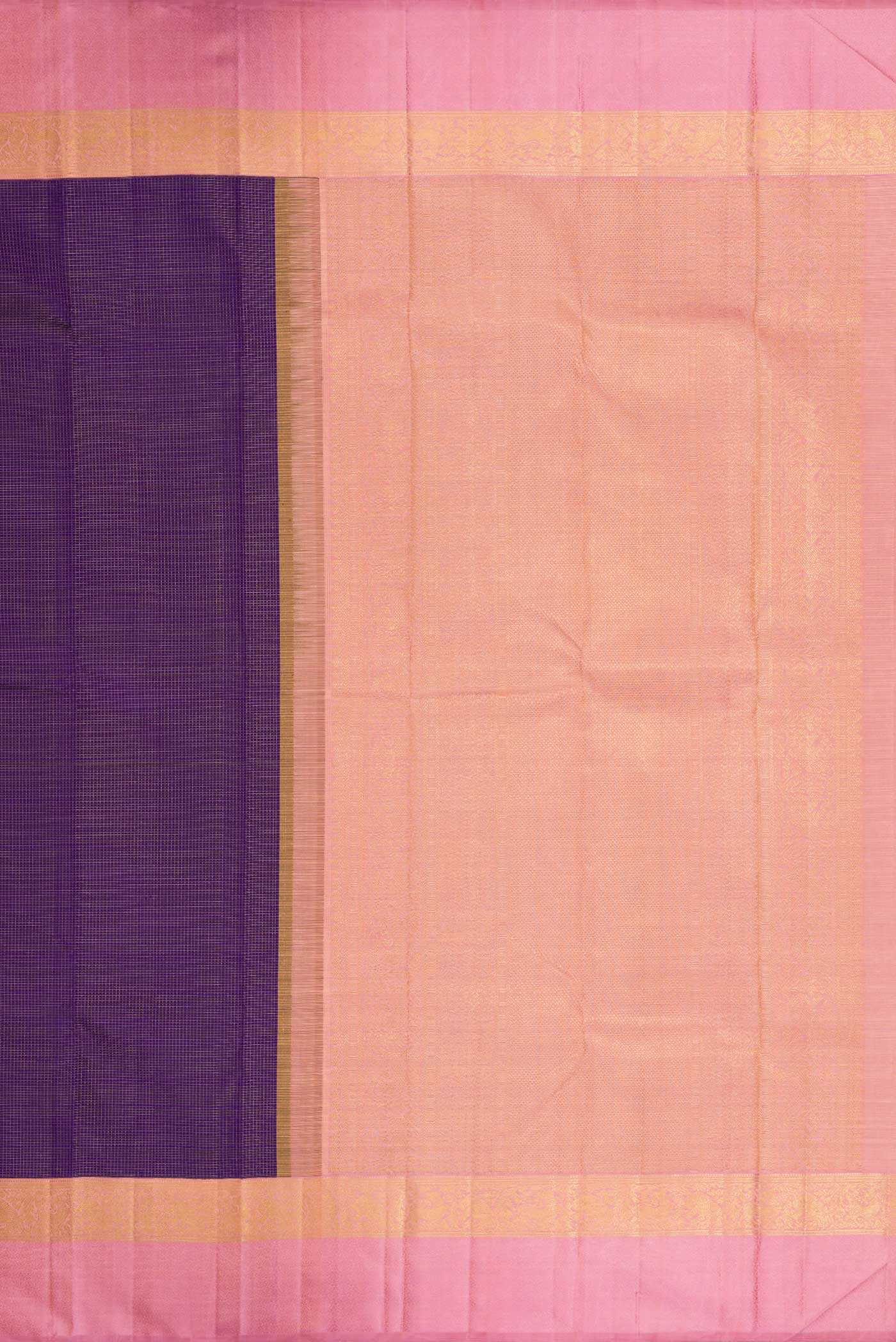 Pure Silk Pure Zari Navy Blue Dual Tone Kanjivaram Saree - Image 7