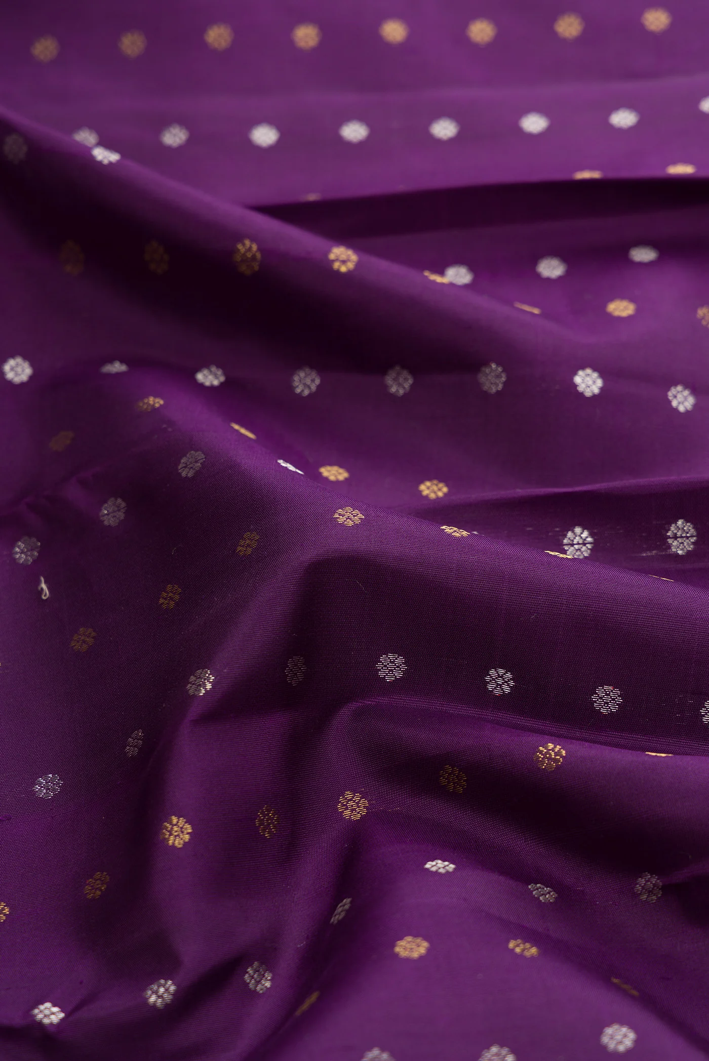 Pure Silk Pure Zari Violet Kanjivaram Saree - Image 2