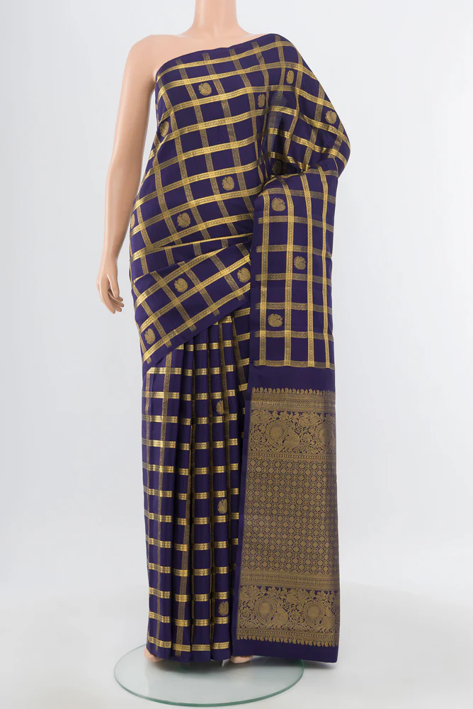 Navy Blue Kanjivaram Silk Saree