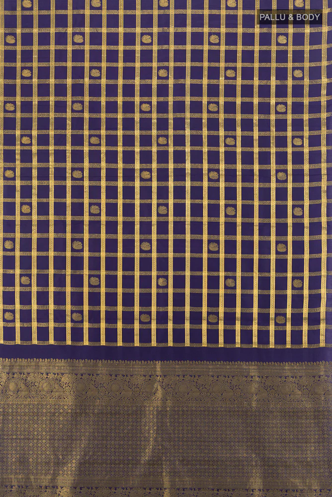 Navy Blue Kanjivaram Silk Saree - Image 5