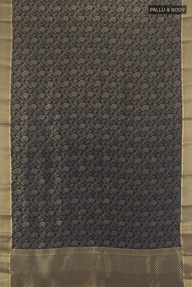 Navy Blue Mysore Crepe Saree - Image 5