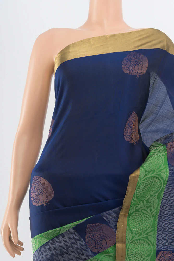 Blue Soft Silk Saree - Image 2