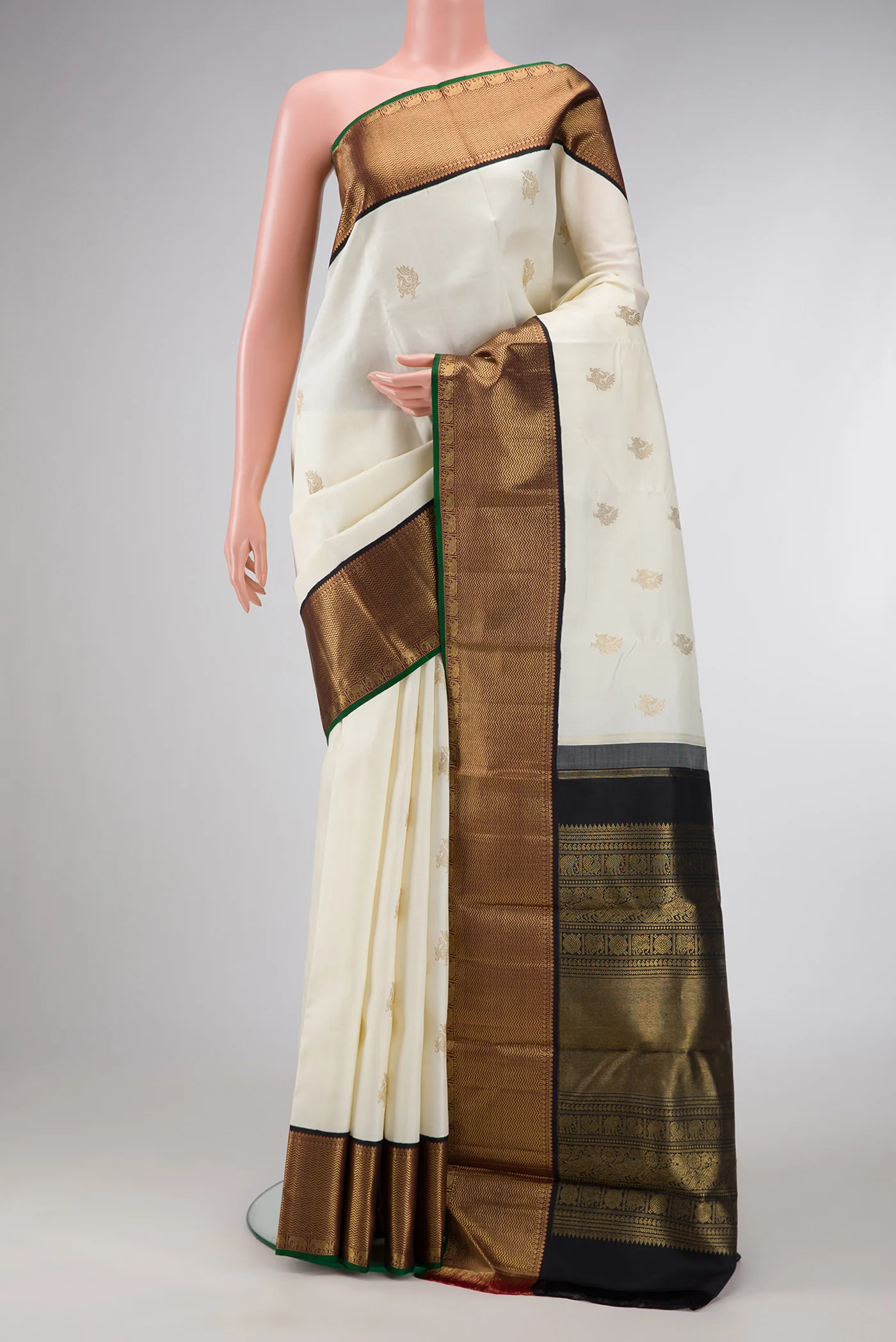 Pure Silk Pure Zari Off White Kanchipuram Saree