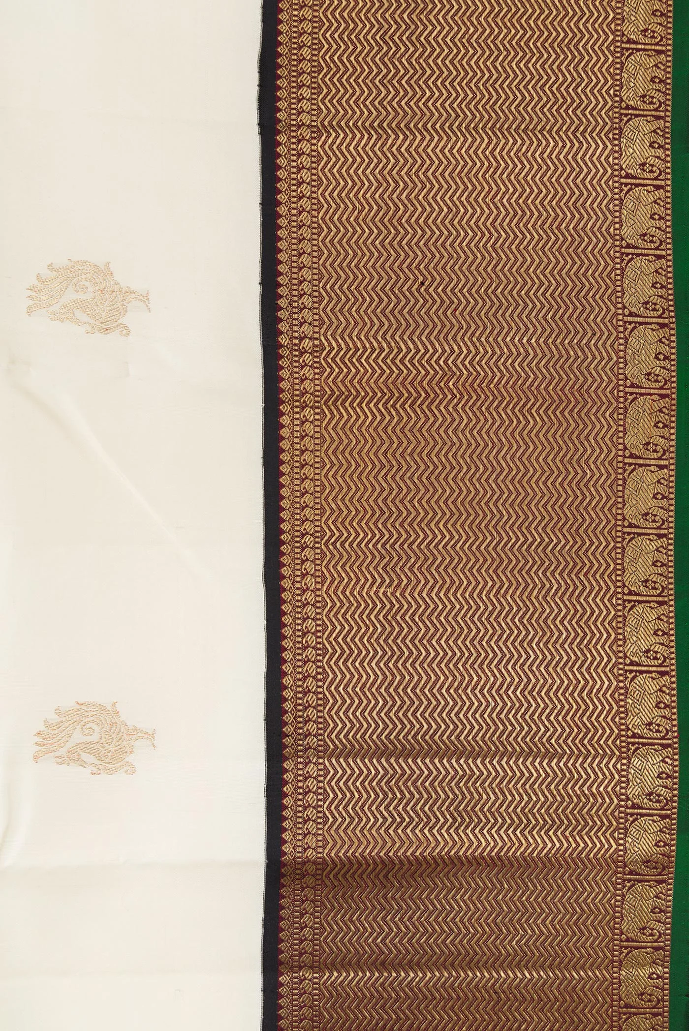 Pure Silk Pure Zari Off White Kanchipuram Saree - Image 3