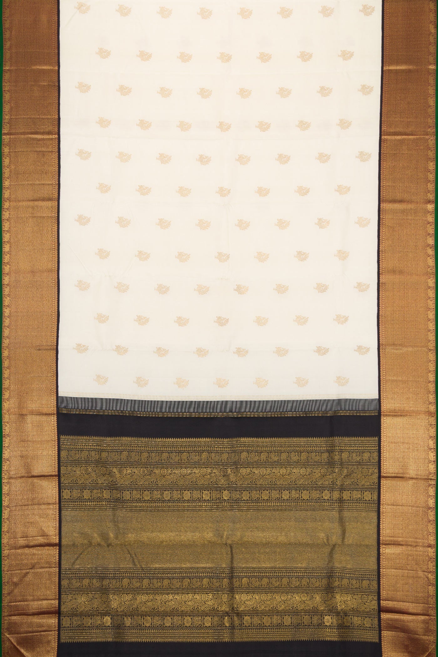 Pure Silk Pure Zari Off White Kanchipuram Saree - Image 6