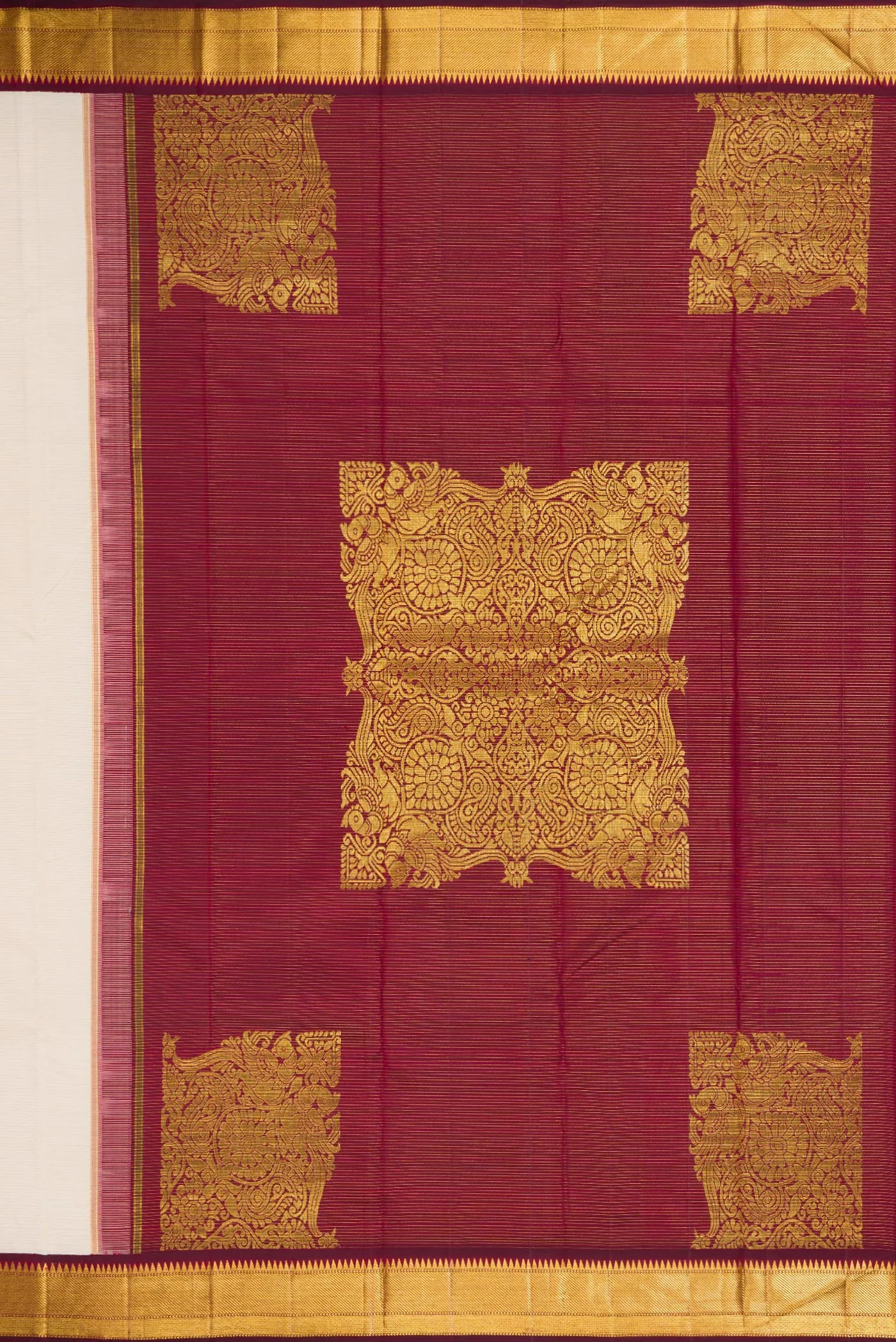 Pure Silk Pure Zari Off White Kanchipuram Saree - Image 7