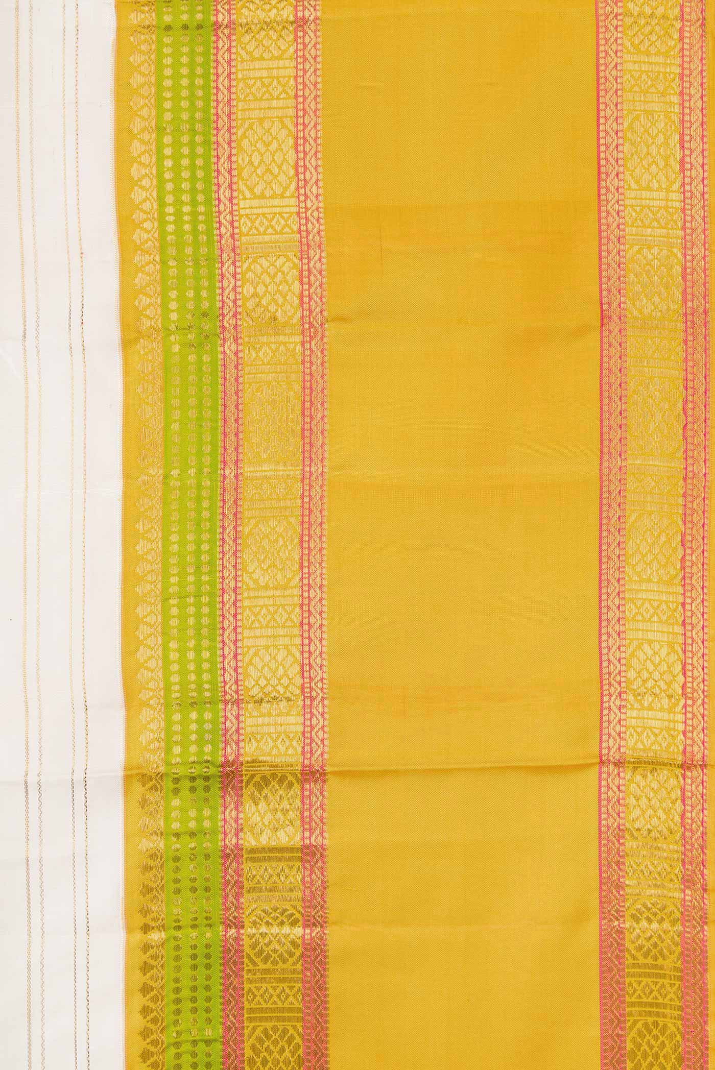 Pure Silk Pure Zari Off White Dual Tone Kanchipuram Saree - Image 3