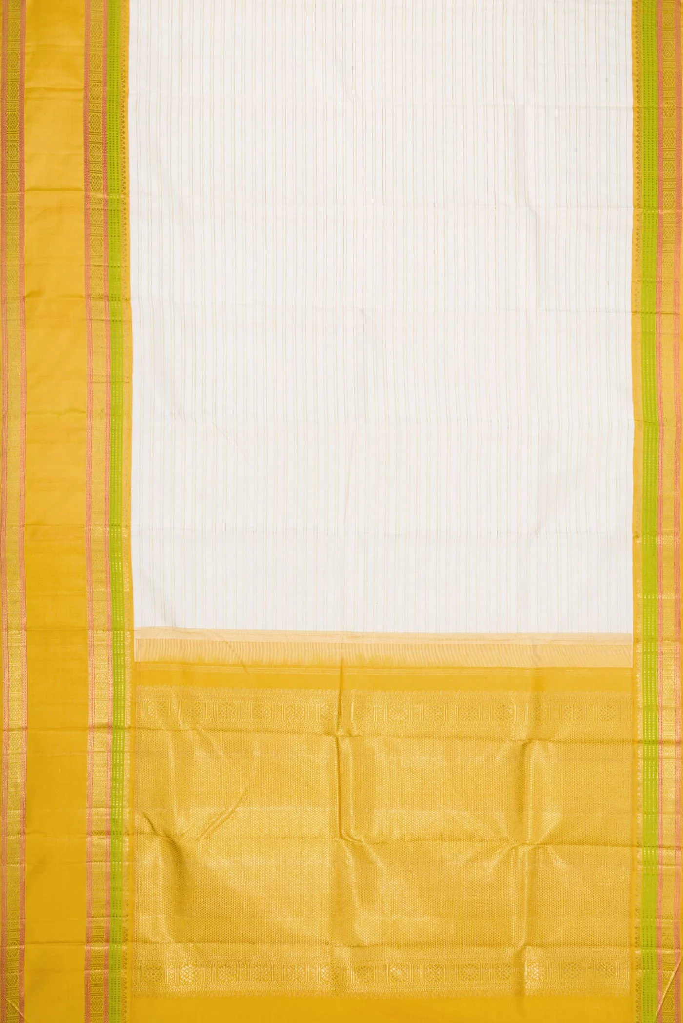 Pure Silk Pure Zari Off White Dual Tone Kanchipuram Saree - Image 6