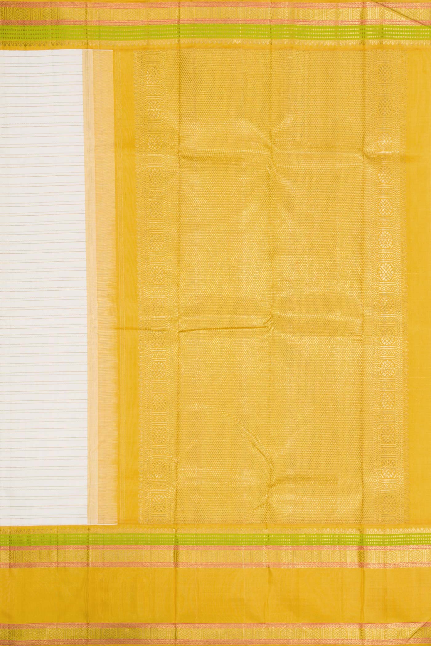 Pure Silk Pure Zari Off White Dual Tone Kanchipuram Saree - Image 7