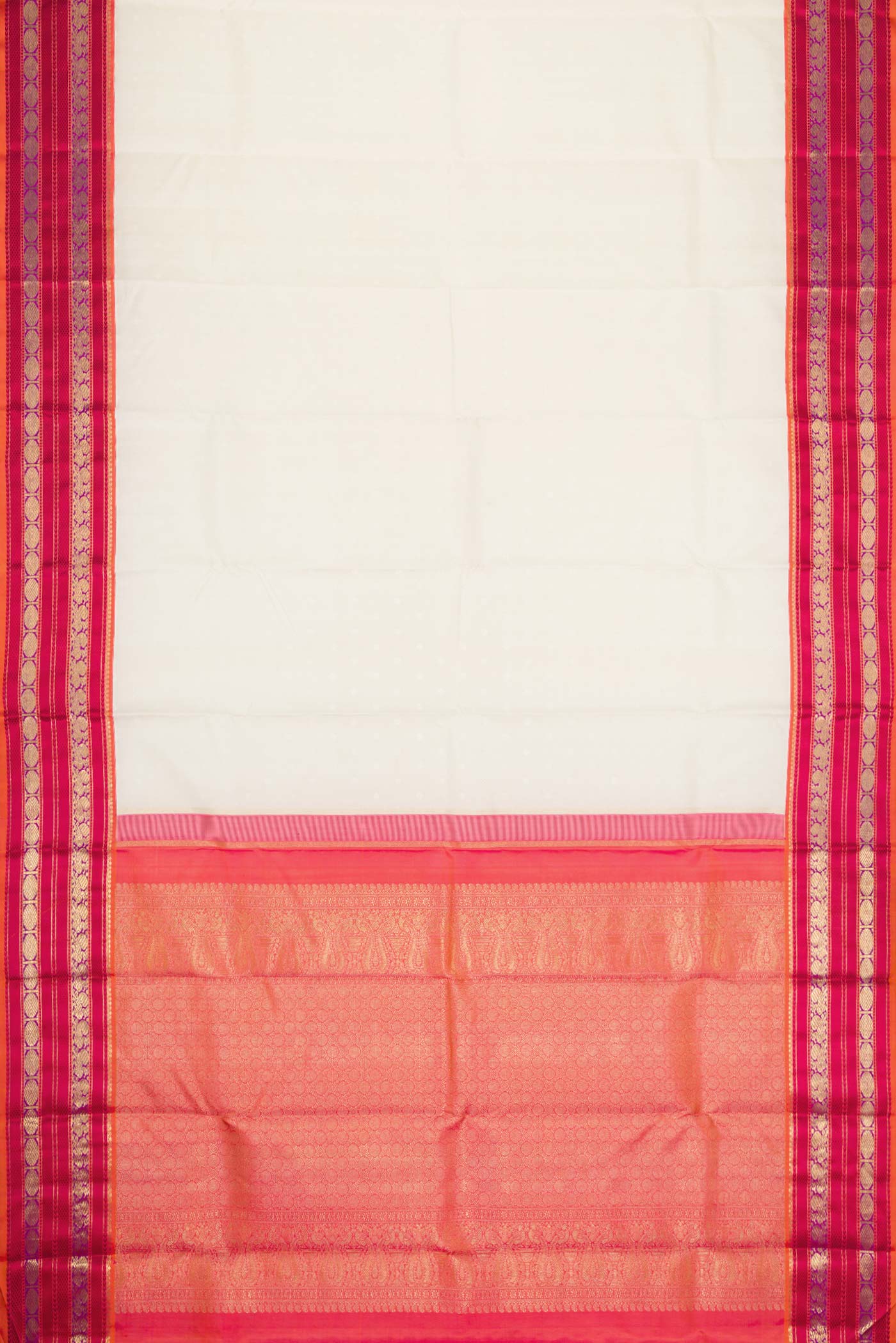 Pure Silk Pure Zari Off White Dual Tone Kanchipuram Saree - Image 6