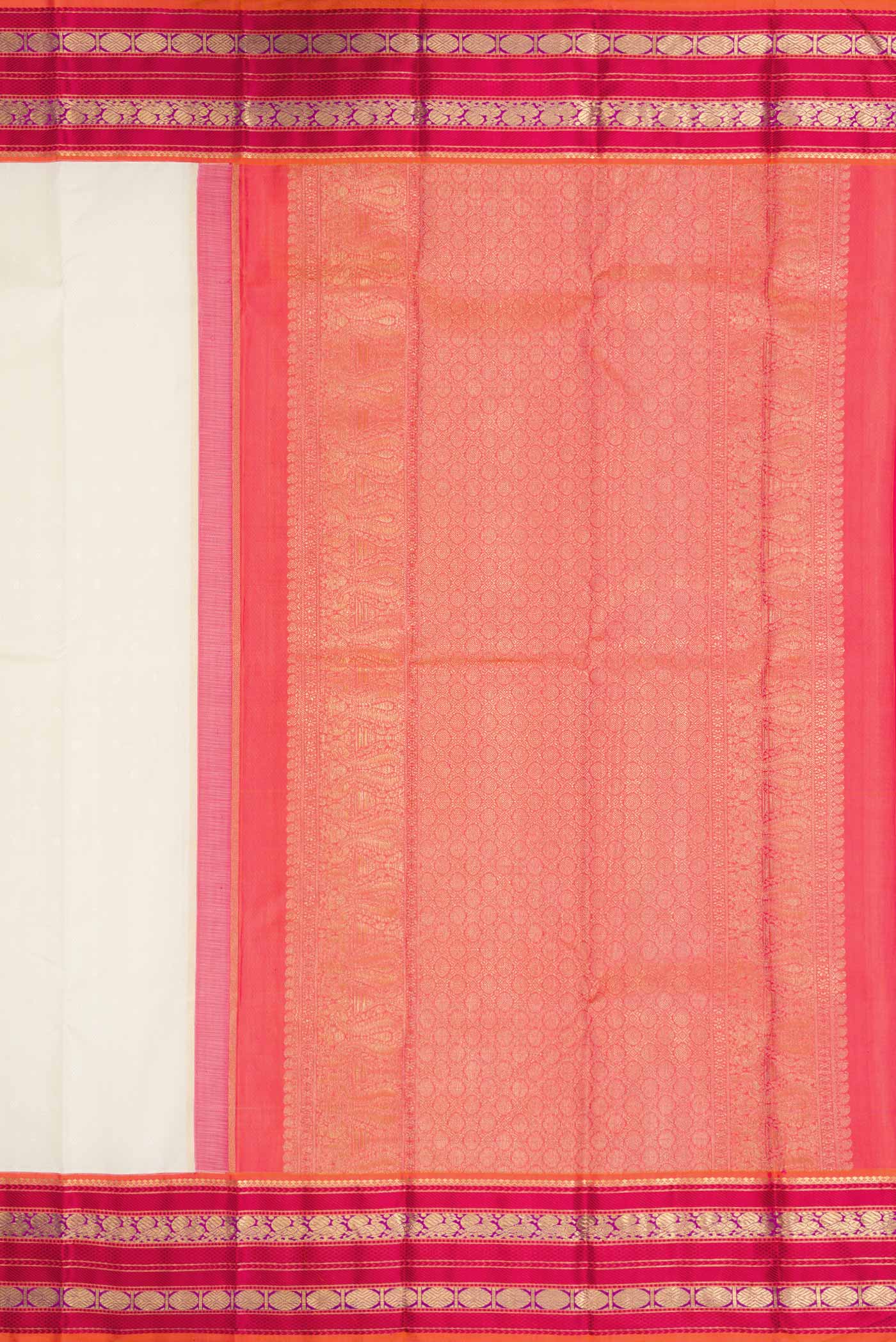 Pure Silk Pure Zari Off White Dual Tone Kanchipuram Saree - Image 7