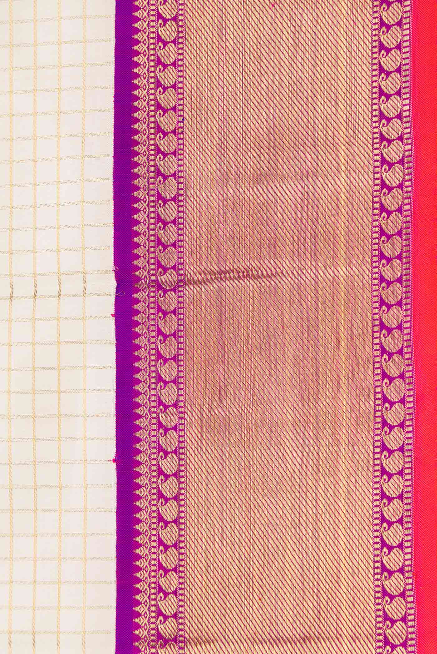 Pure Silk Pure Zari Off White Dual Tone Kanjivaram Saree - Image 3