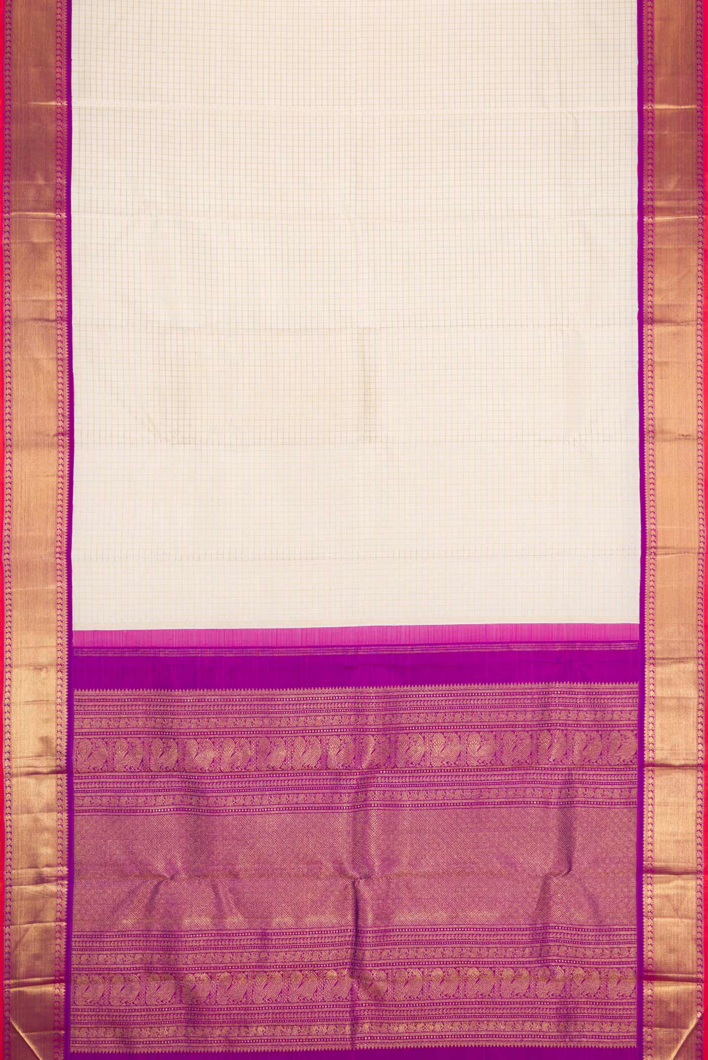 Pure Silk Pure Zari Off White Dual Tone Kanjivaram Saree - Image 6