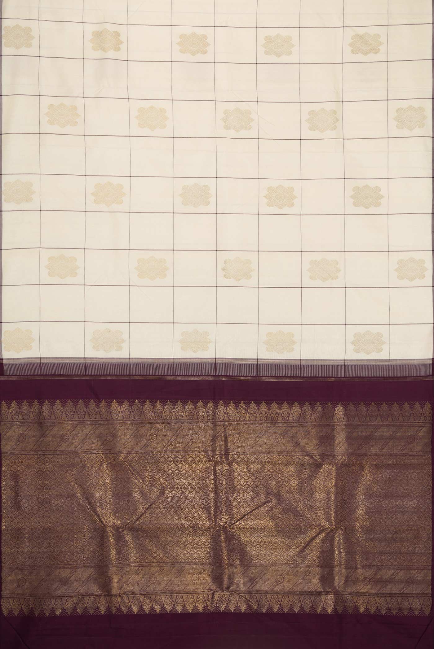 Pure Silk Pure Zari Off White Kanjivaram Saree - Image 5