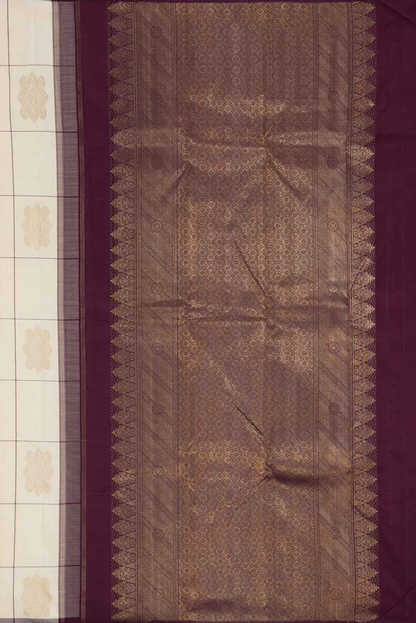Pure Silk Pure Zari Off White Kanjivaram Saree - Image 6