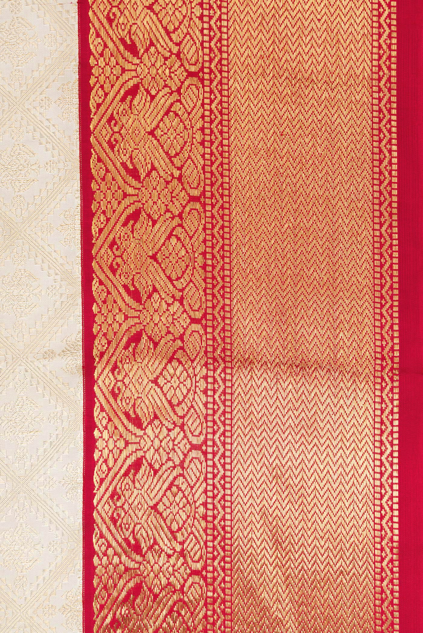 Pure Silk Pure Zari Off White Kanjivaram Saree - Image 3