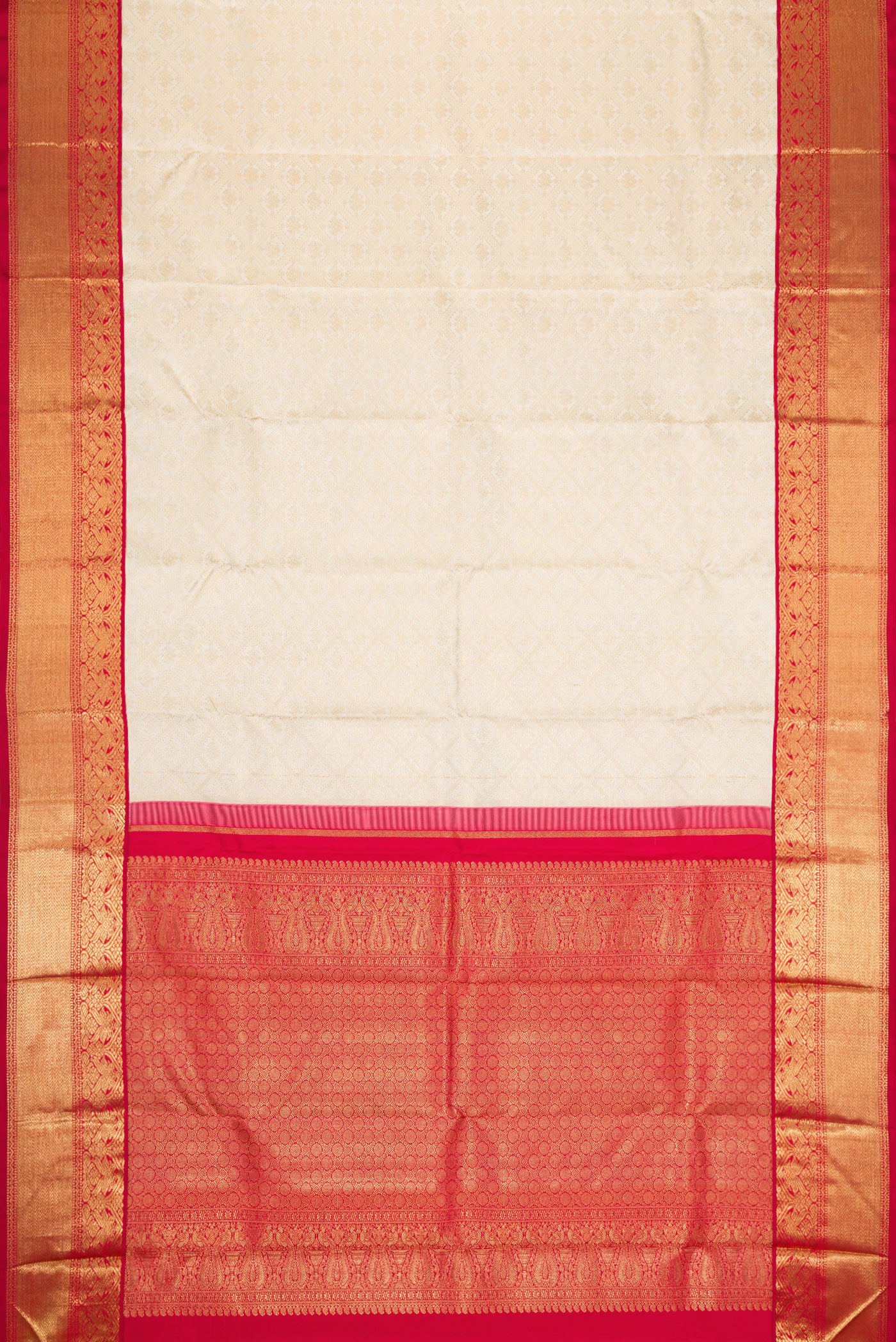 Pure Silk Pure Zari Off White Kanjivaram Saree - Image 6