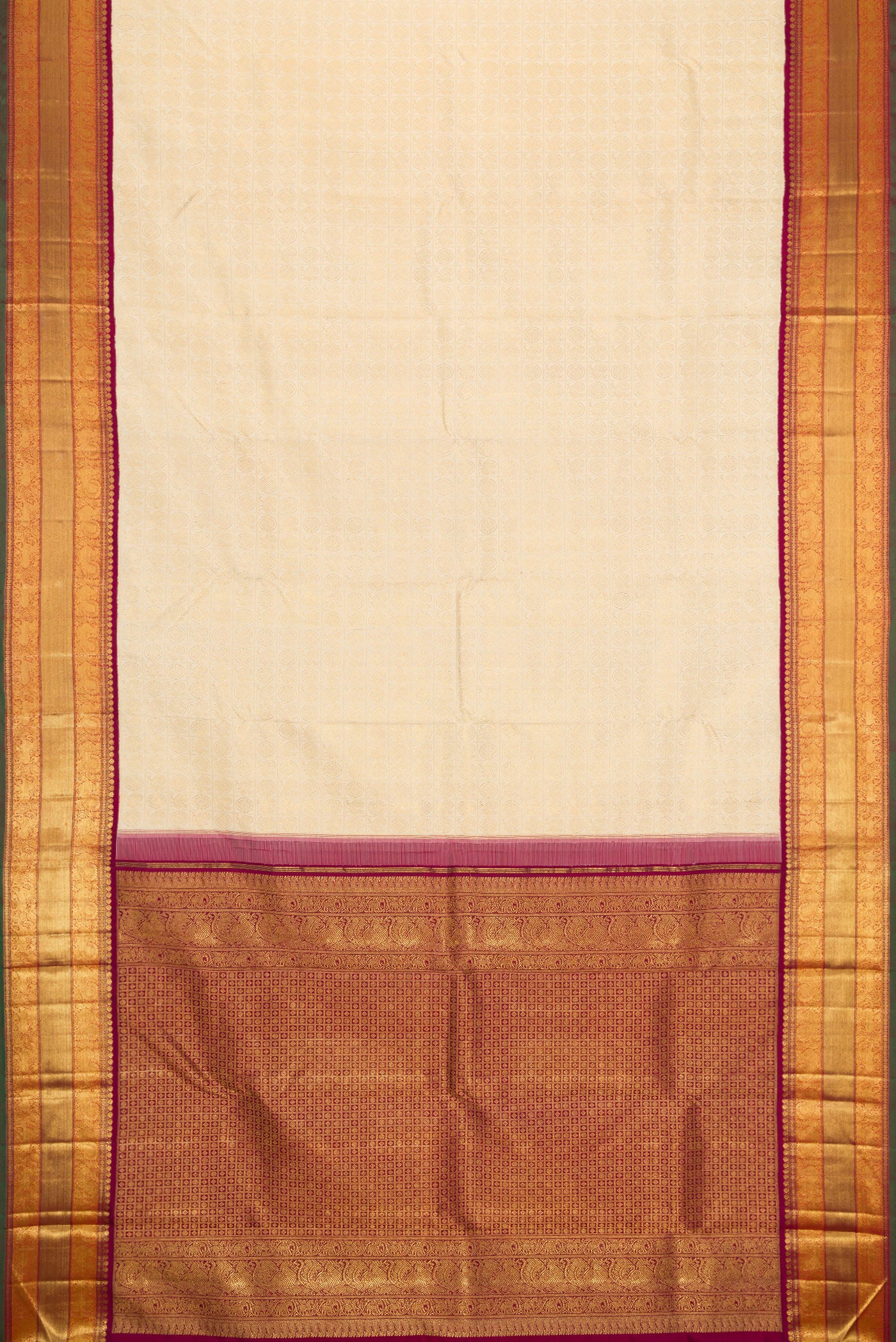Pure Silk Pure Zari Off White Kanjivaram Saree - Image 6