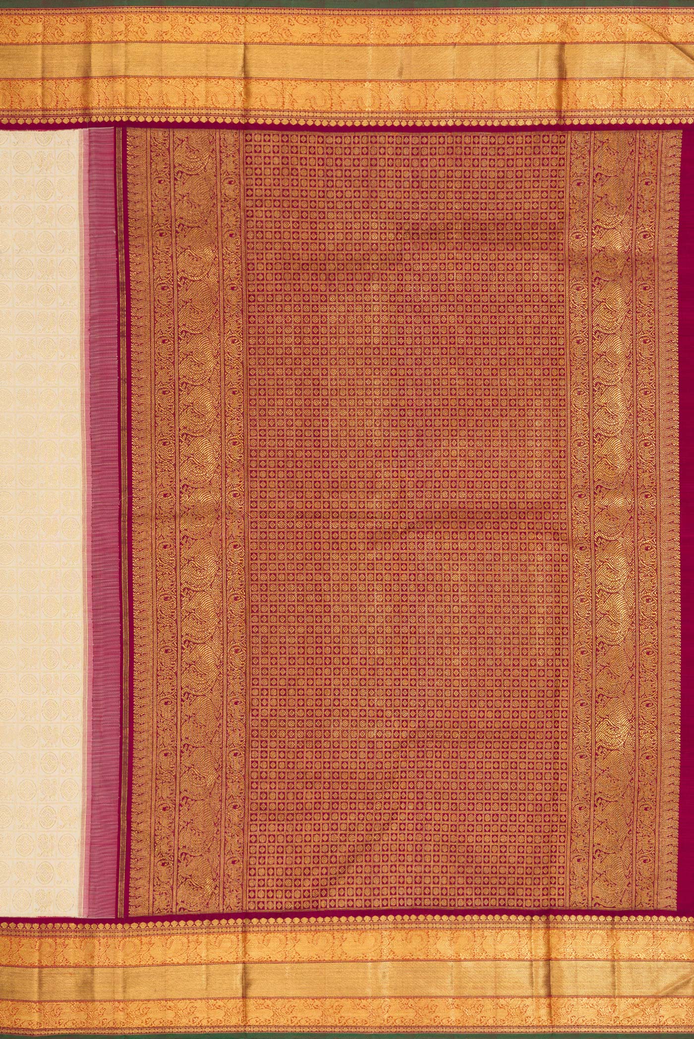 Pure Silk Pure Zari Off White Kanjivaram Saree - Image 7