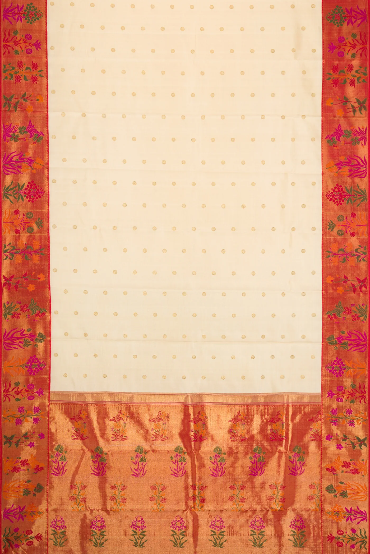 Pure Silk Pure Zari Off White Kanjivaram Saree - Image 6