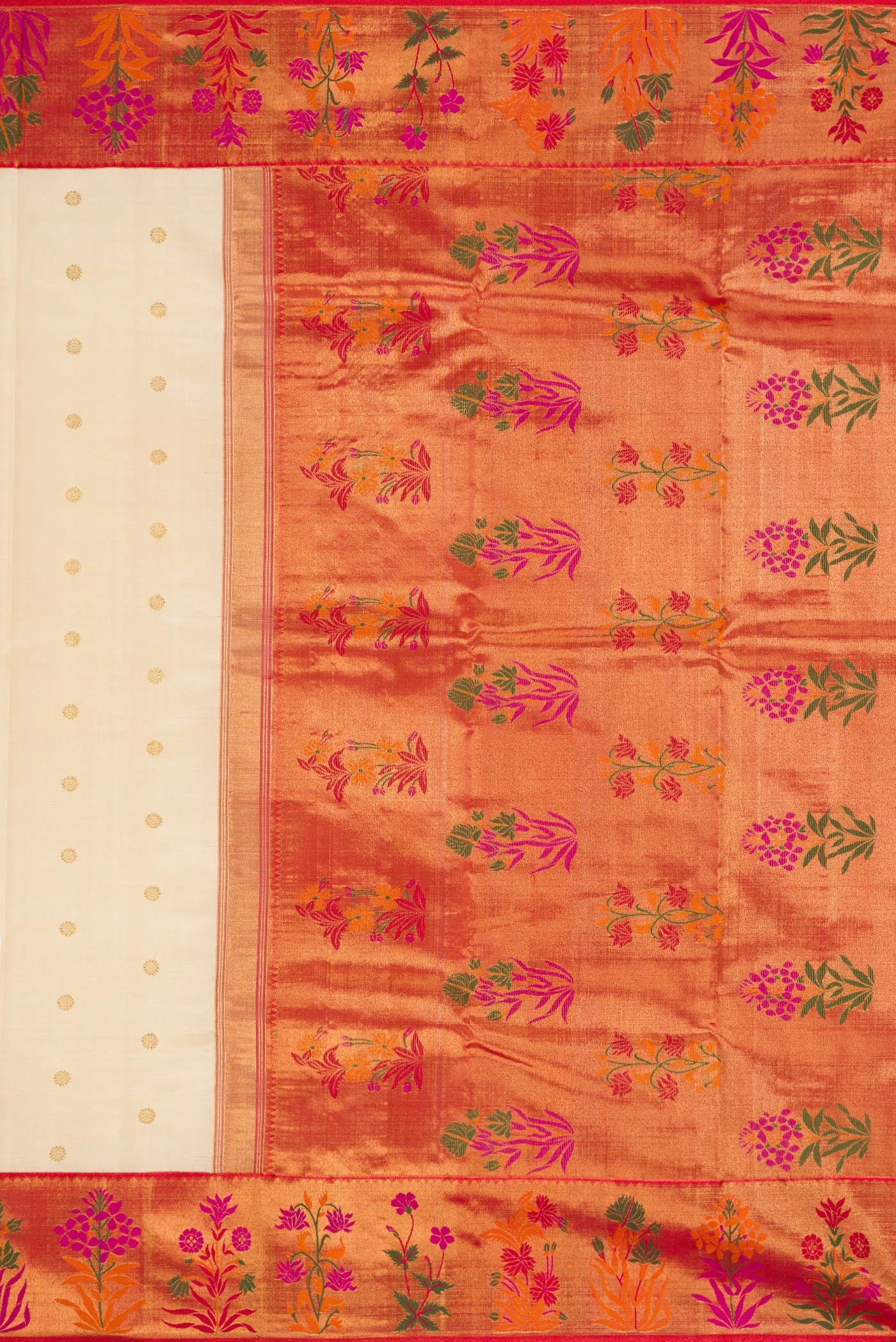 Pure Silk Pure Zari Off White Kanjivaram Saree - Image 7