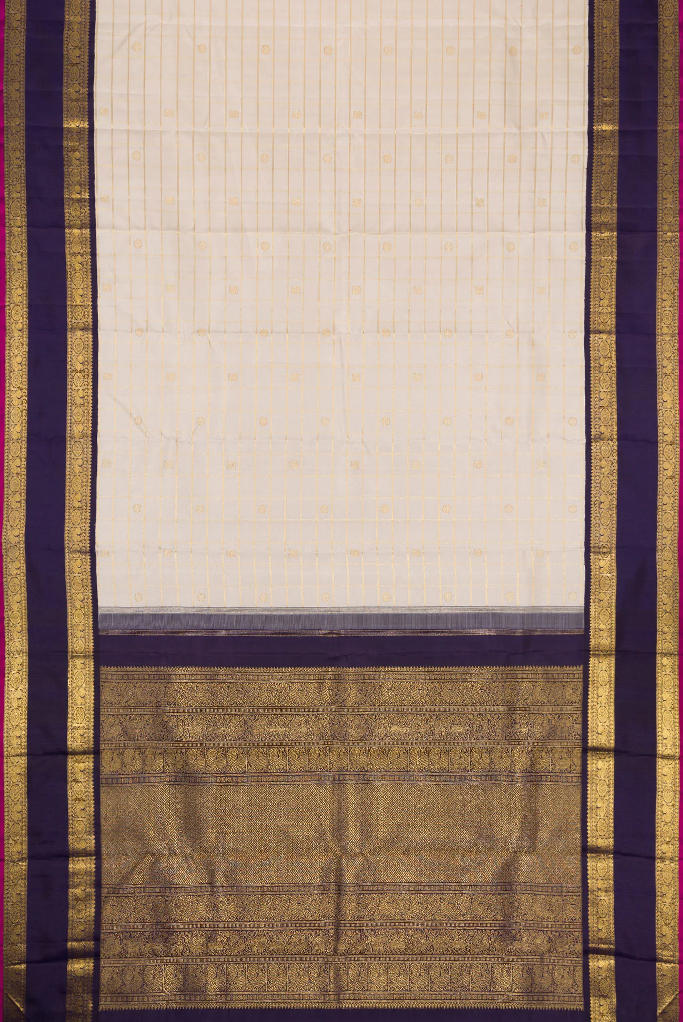 Pure Silk Pure Zari Off White Kanjivaram Saree - Image 6