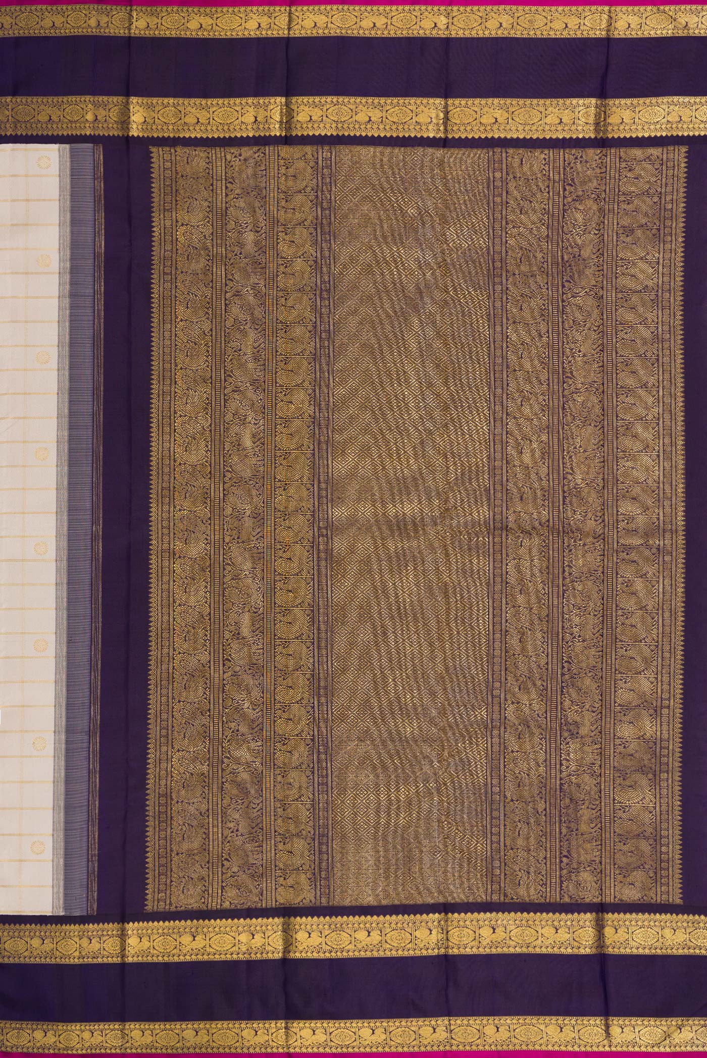 Pure Silk Pure Zari Off White Kanjivaram Saree - Image 7