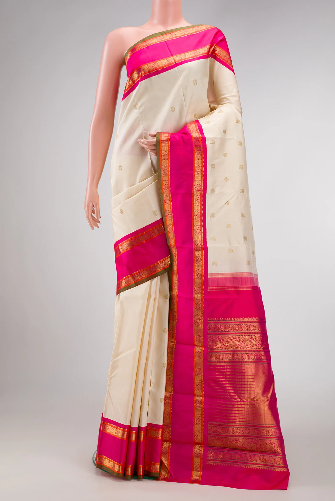 Pure Silk Pure Zari Off White Kanjivaram Saree