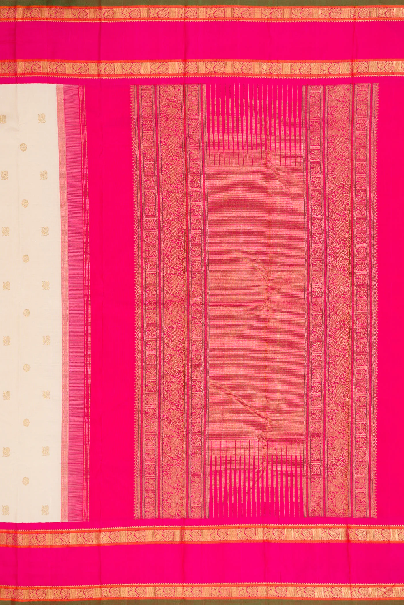 Pure Silk Pure Zari Off White Kanjivaram Saree - Image 7