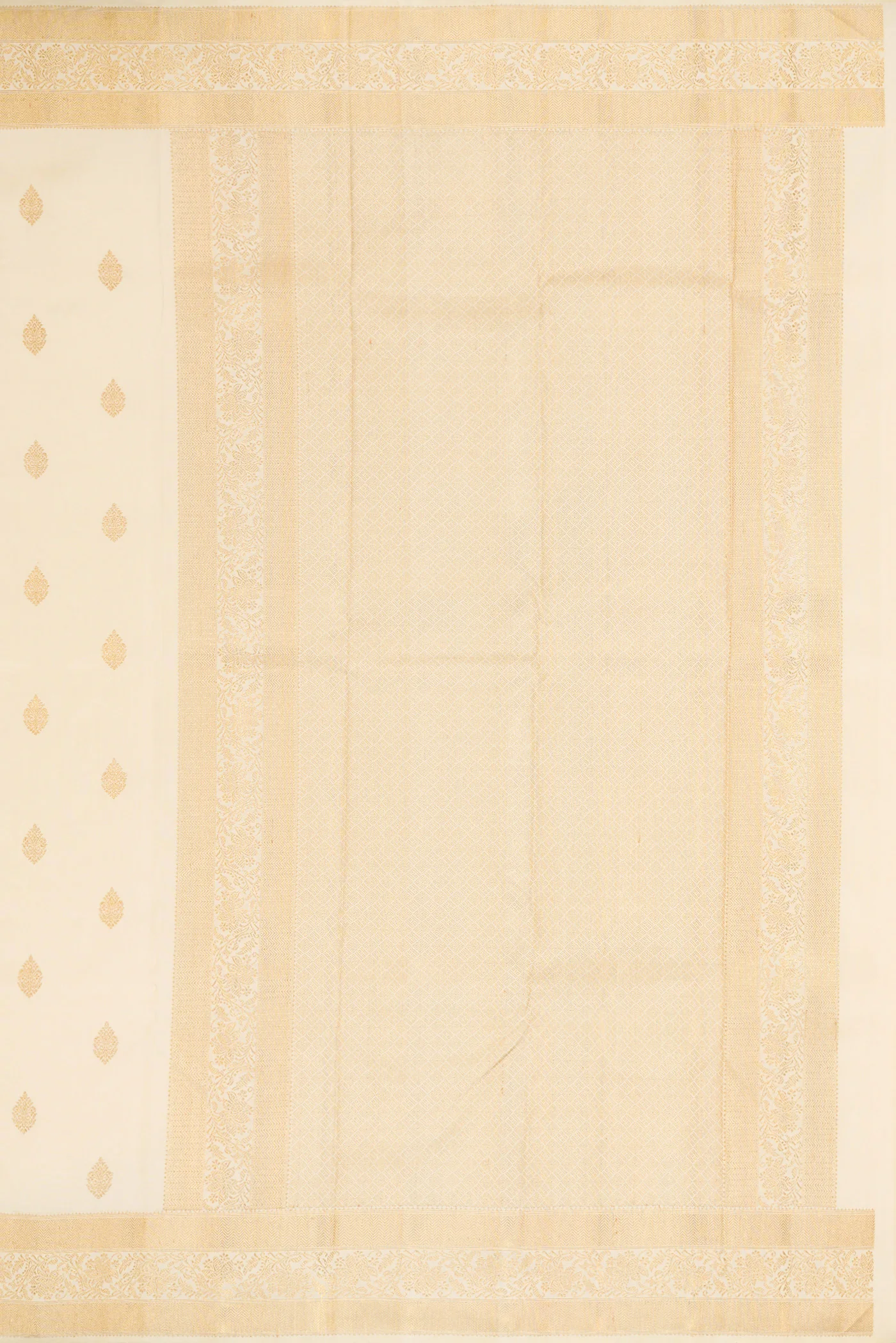 Pure Silk Pure Zari Off White Kanjivaram Saree - Image 7
