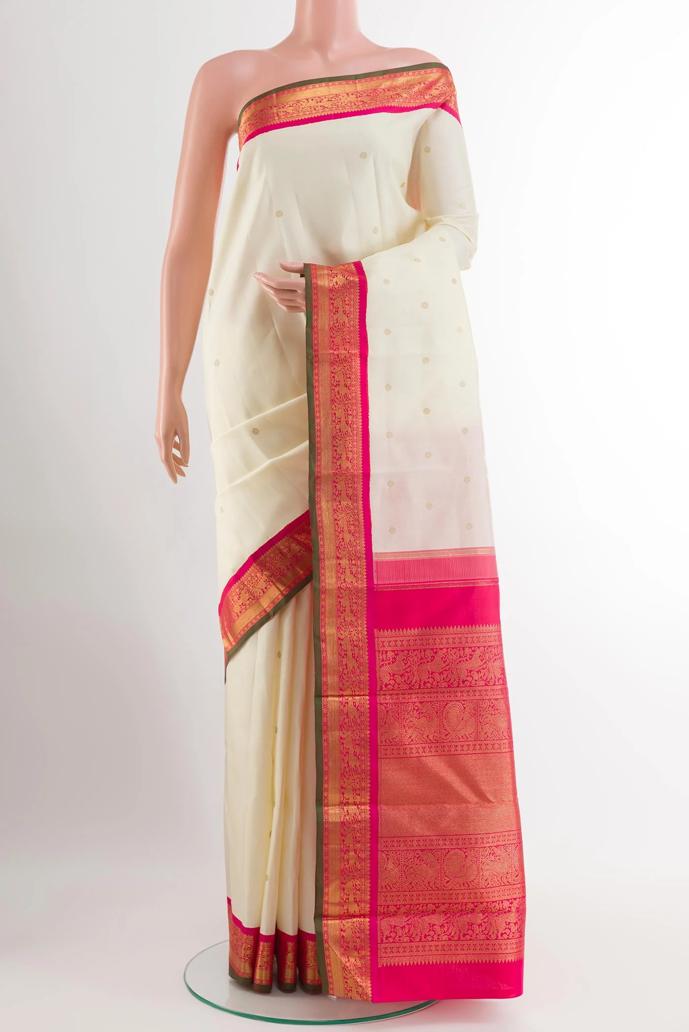 Pure Silk Pure Zari Off White Kanjivaram Saree