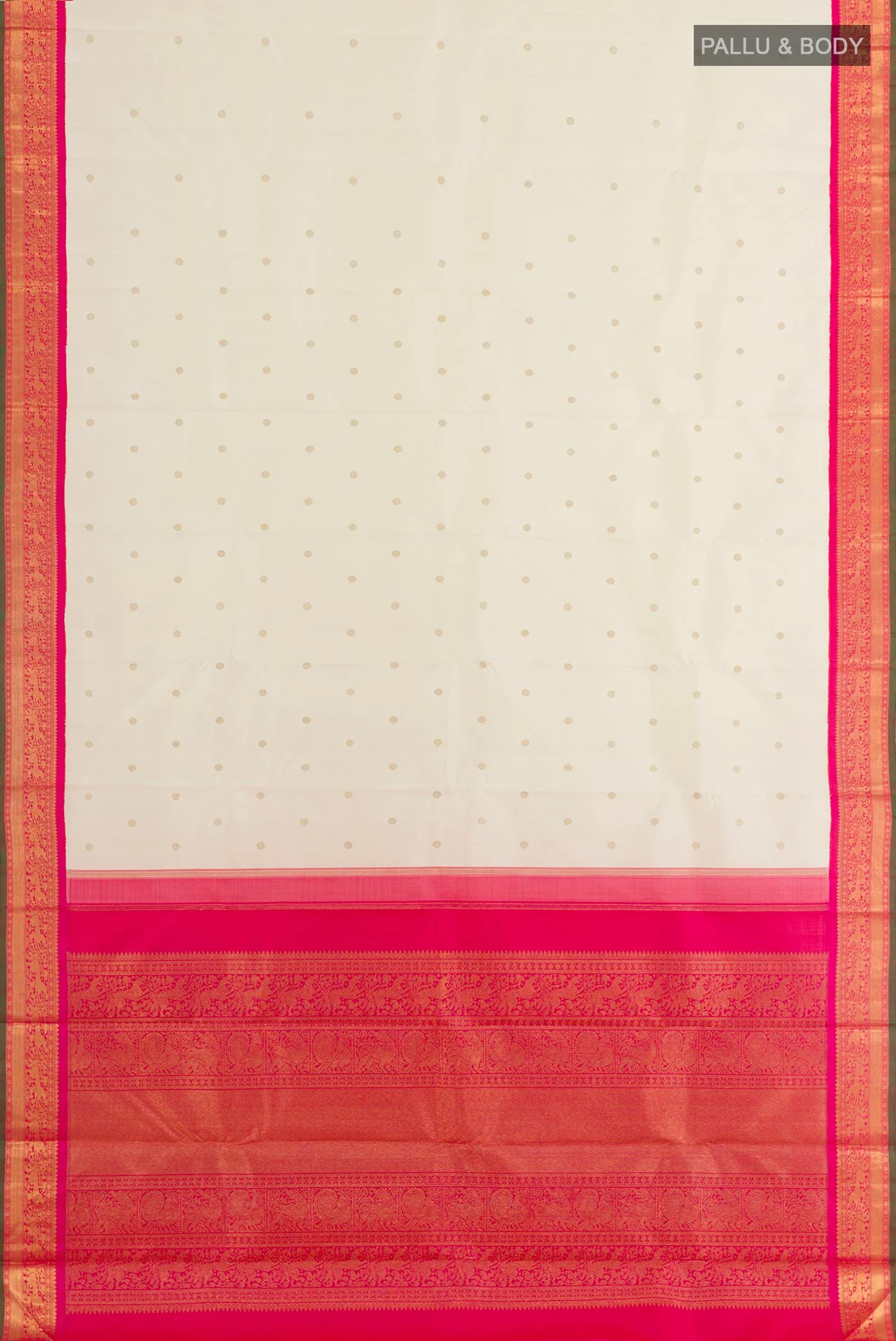 Pure Silk Pure Zari Off White Kanjivaram Saree - Image 5