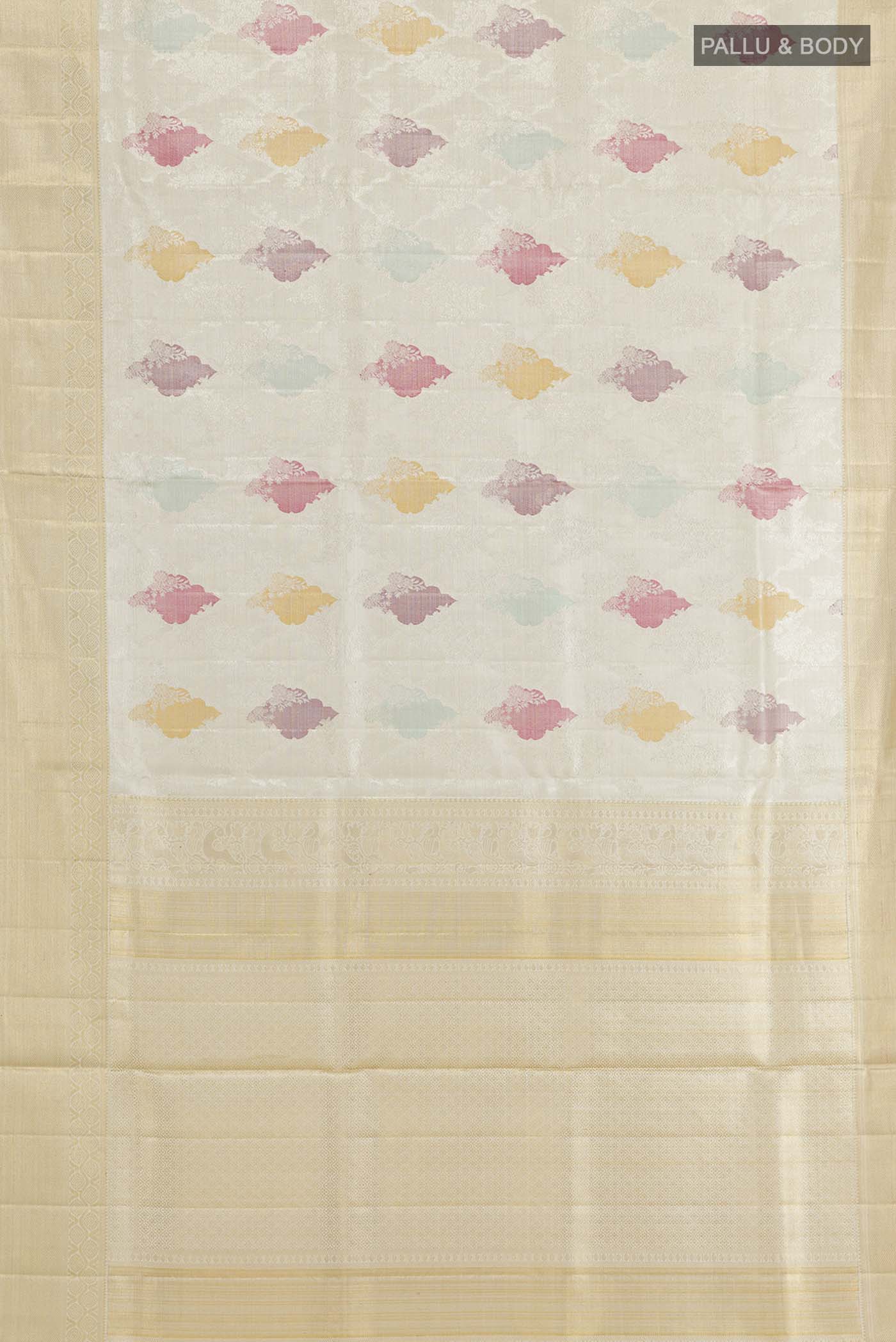 Pure Silk Pure Zari Off White Kanjivaram Tissue Saree - Image 5