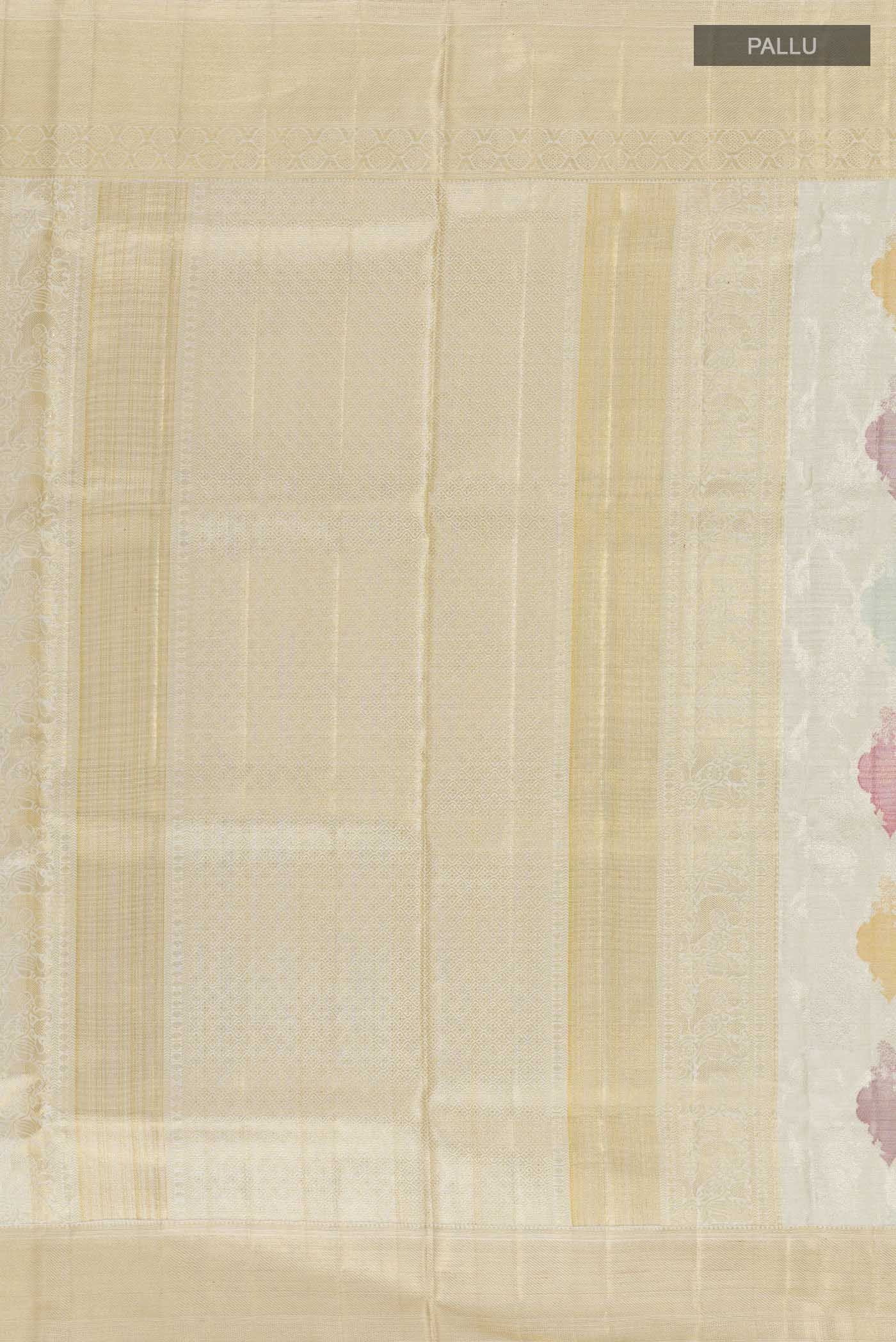 Pure Silk Pure Zari Off White Kanjivaram Tissue Saree - Image 6