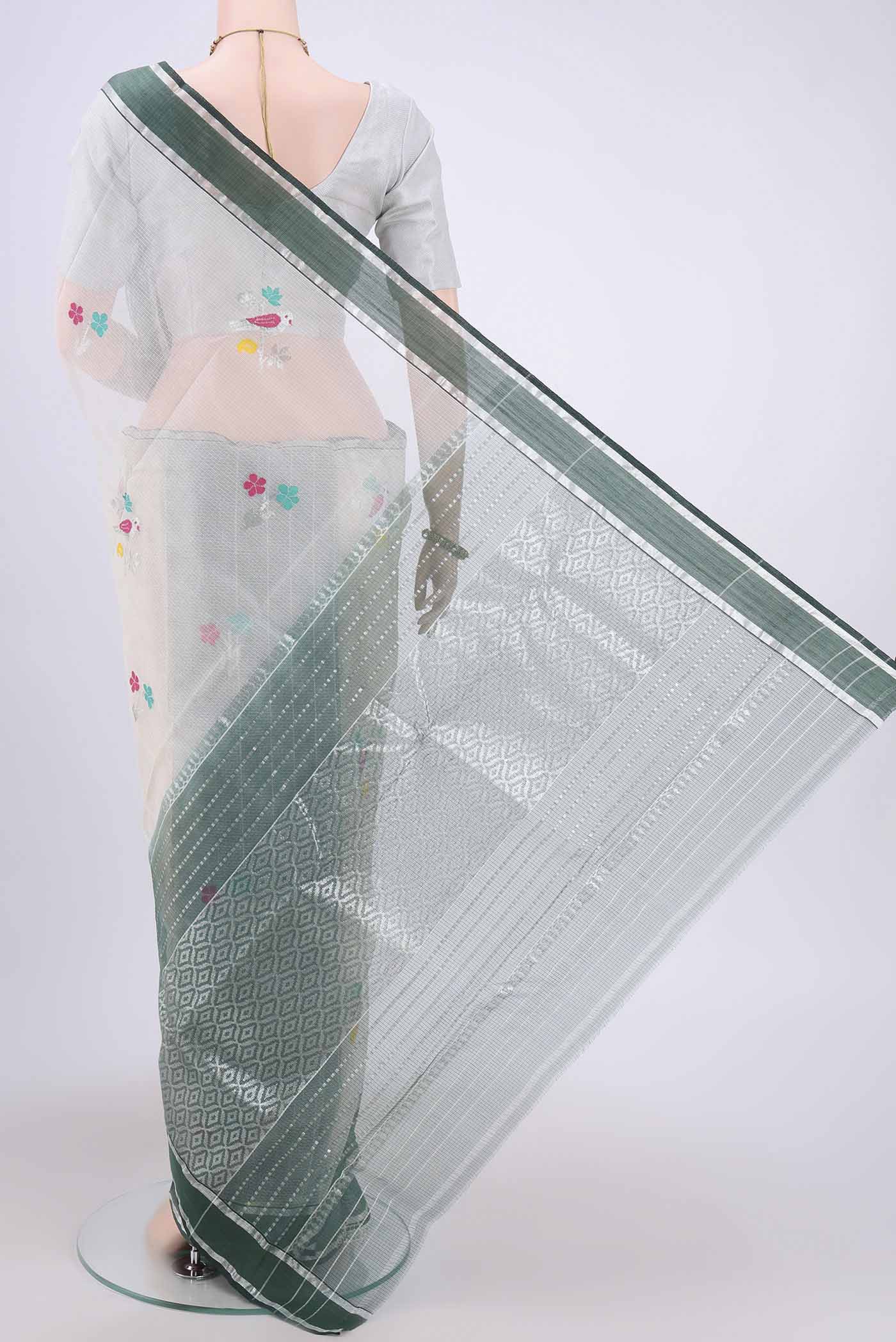 Pure Silk Pure Zari Off White Kota Saree - Image 3