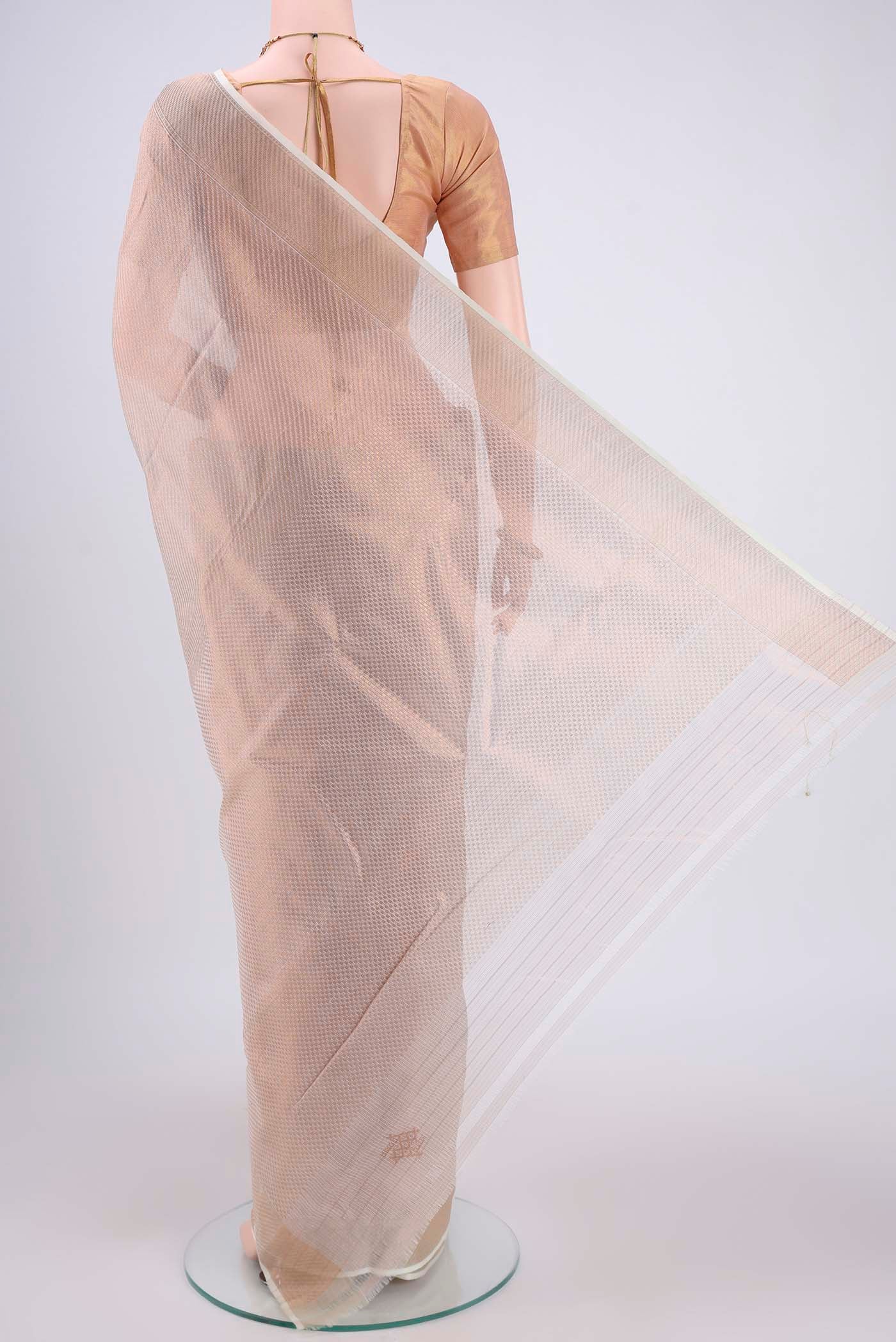 Pure Silk Pure Zari Gold Kota Saree - Image 3