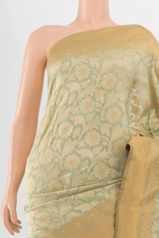 Sage Green Banarasi Silk Saree - Image 2