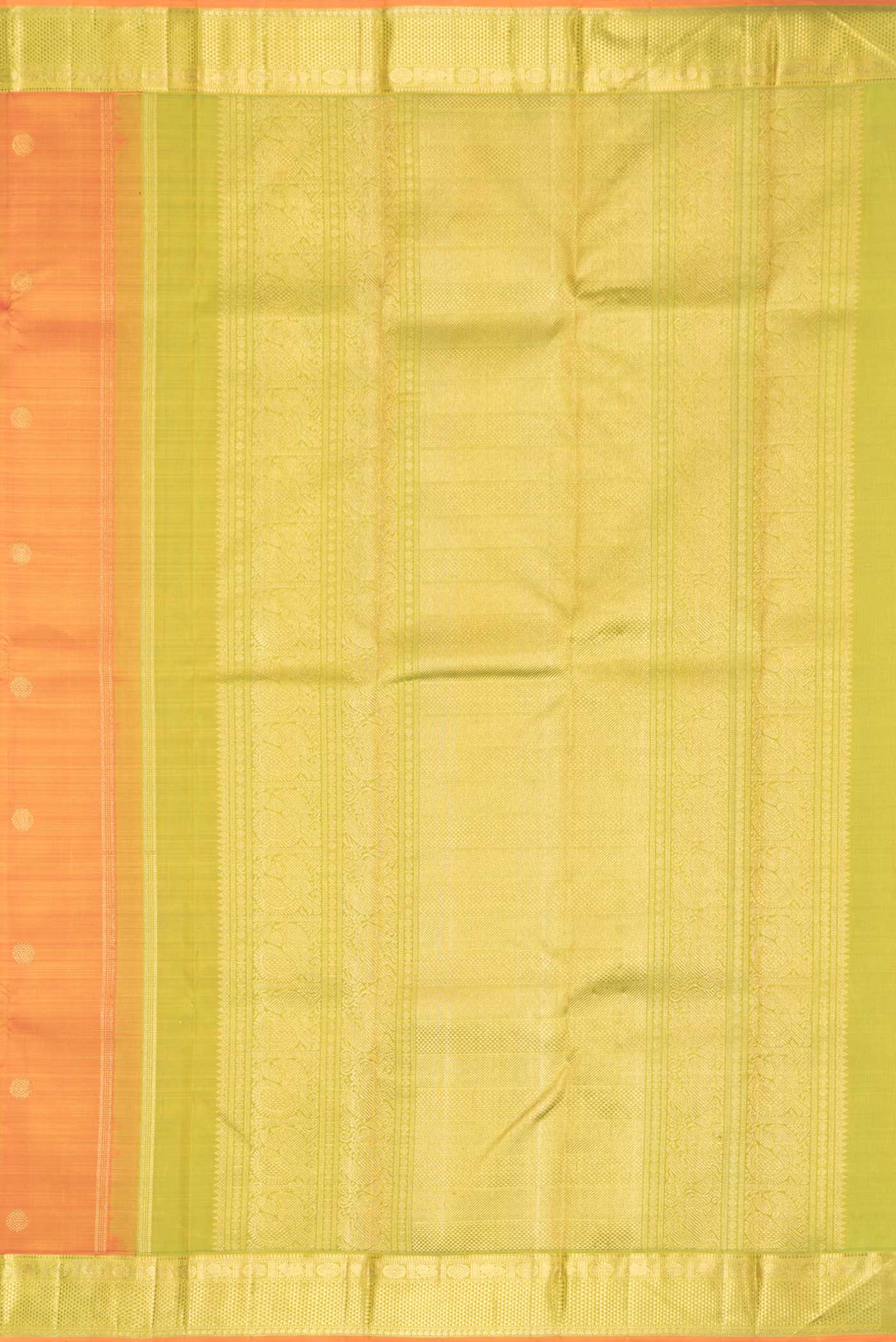 Pure Silk Pure Zari Orange Dual Tone Kanchipuram Saree - Image 7