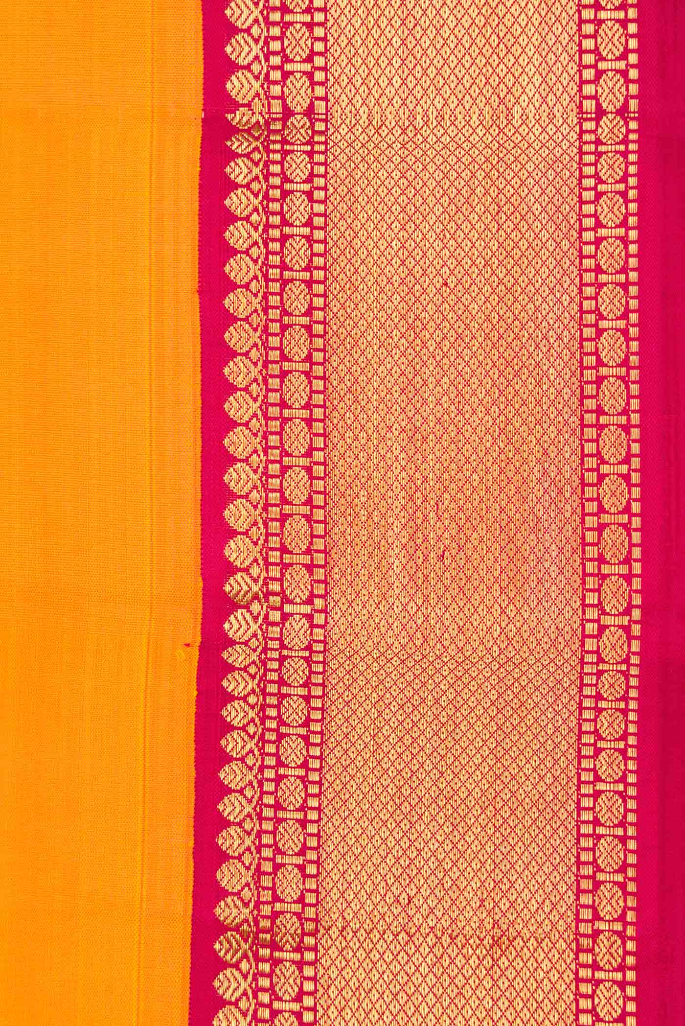 Pure Silk Pure Zari Yellow Kanchipuram Saree - Image 3
