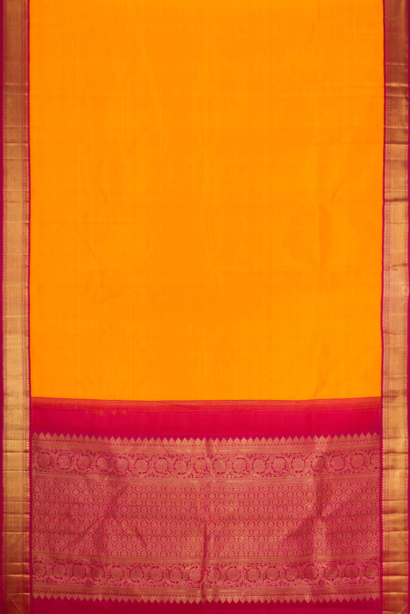 Pure Silk Pure Zari Yellow Kanchipuram Saree - Image 6
