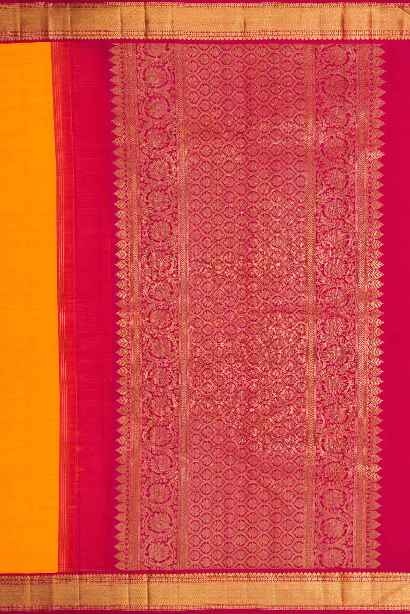 Pure Silk Pure Zari Yellow Kanchipuram Saree - Image 7