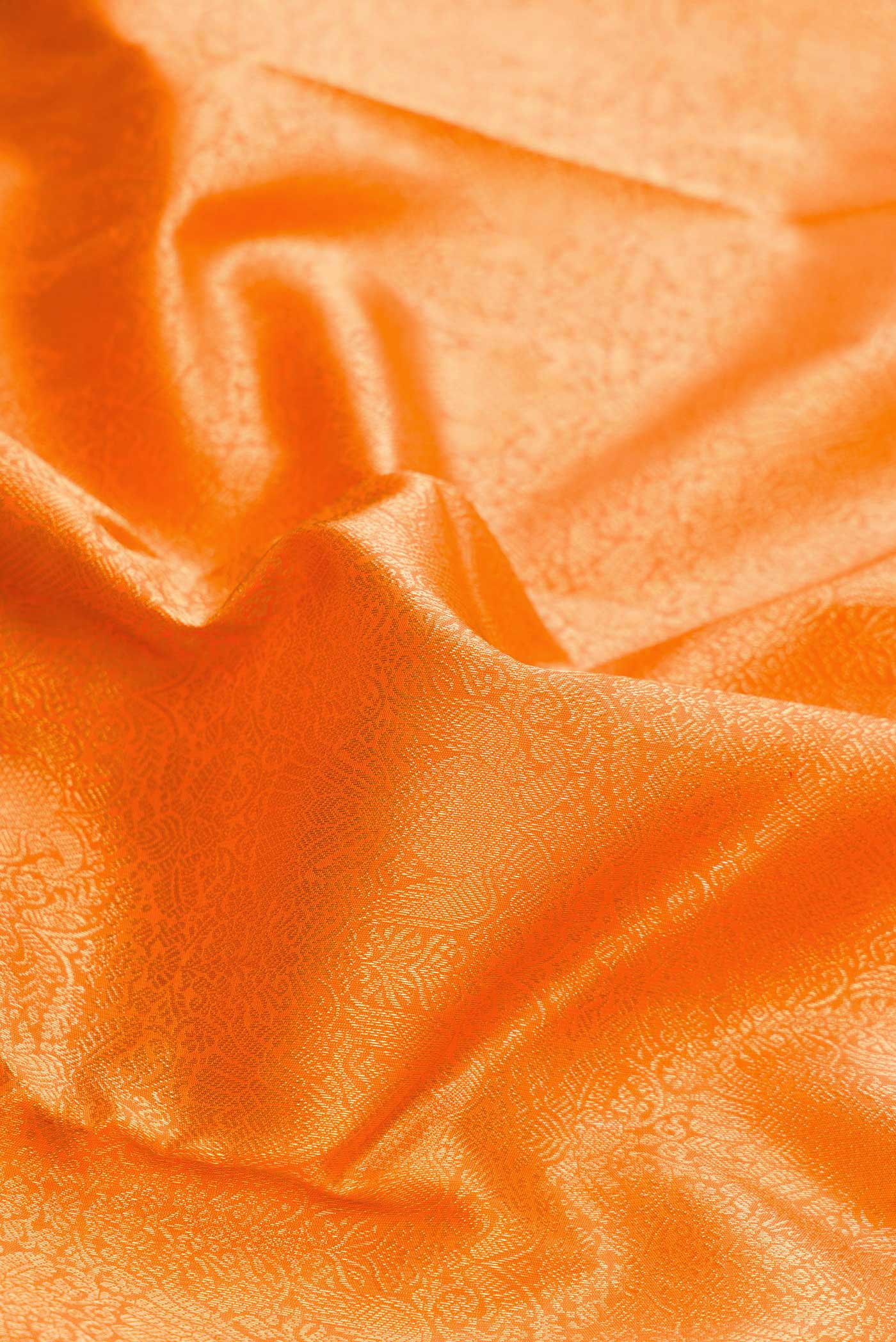 Pure Silk Pure Zari Orange Dual Tone Kanjivaram Saree - Image 2