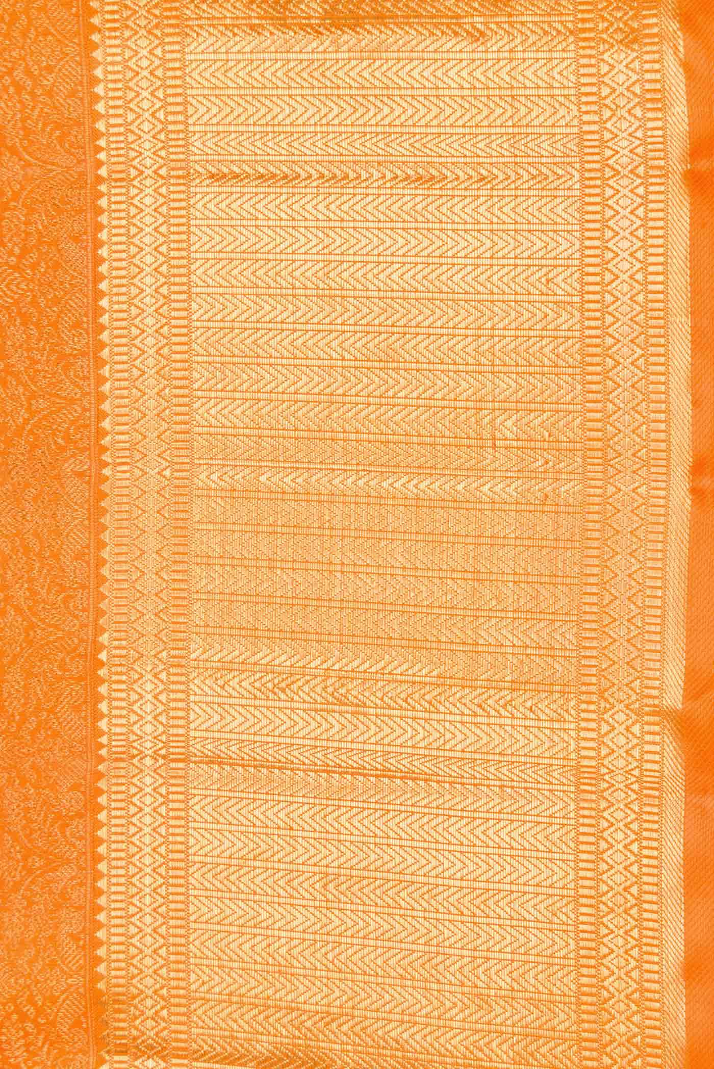 Pure Silk Pure Zari Orange Dual Tone Kanjivaram Saree - Image 3