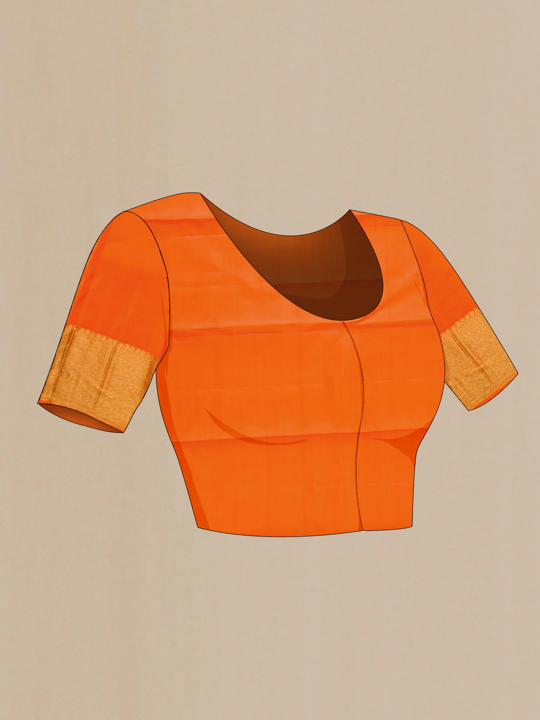 Pure Silk Pure Zari Orange Dual Tone Kanjivaram Saree - Image 5