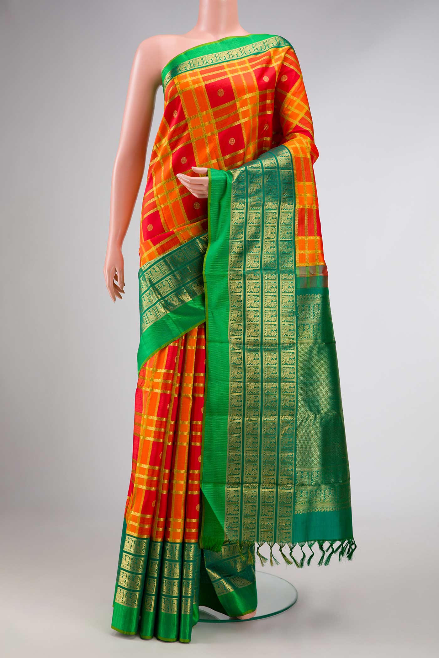 Pure Silk Pure Zari Multi Color Kanjivaram Saree