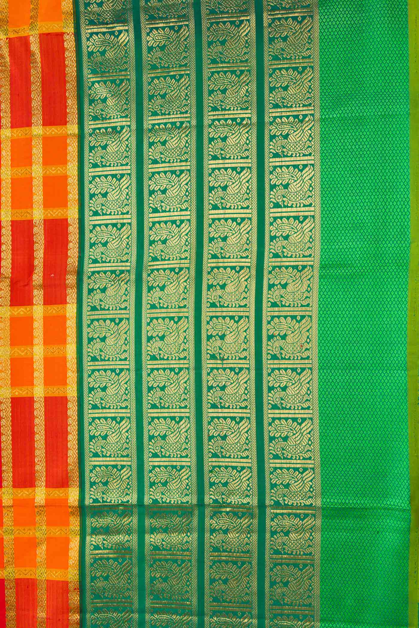 Pure Silk Pure Zari Multi Color Kanjivaram Saree - Image 3